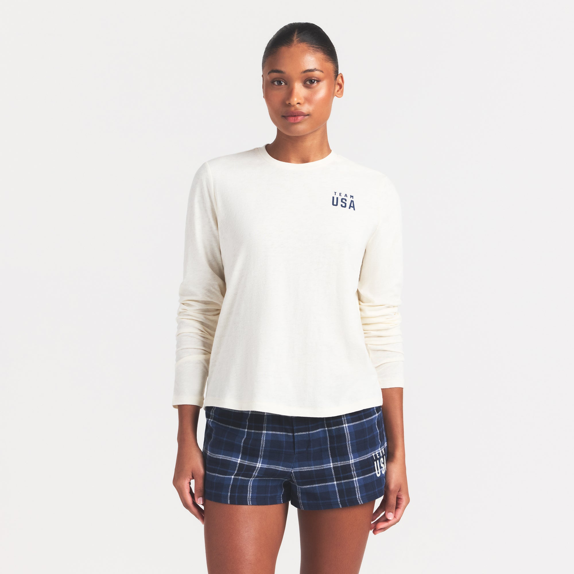 SKIMS FOR TEAM USA WORN IN JERSEY OLYMPIC LONG SLEEVE T-SHIRT | ECRU - Image 3