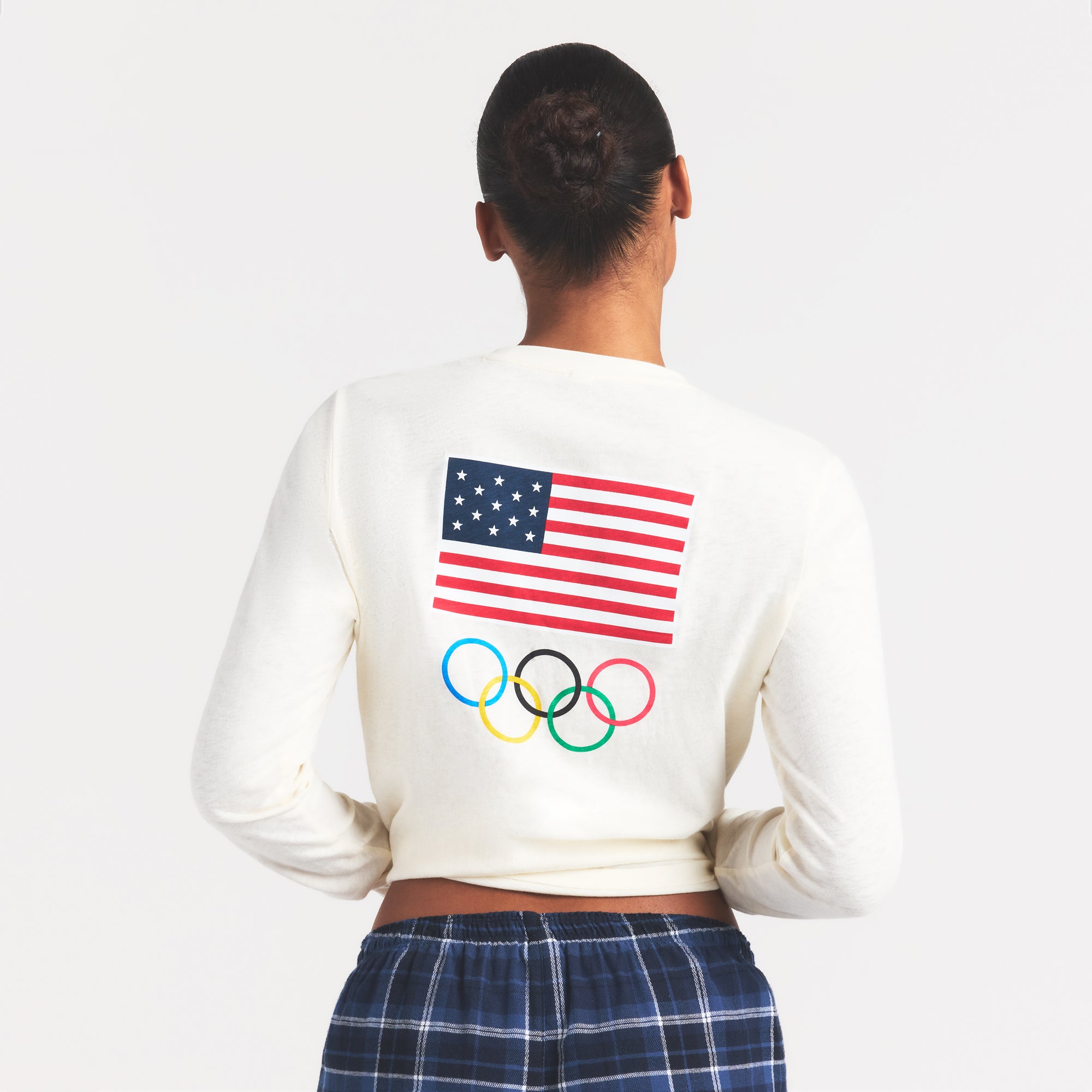SKIMS FOR TEAM USA WORN IN JERSEY OLYMPIC LONG SLEEVE T-SHIRT | ECRU - Image 4