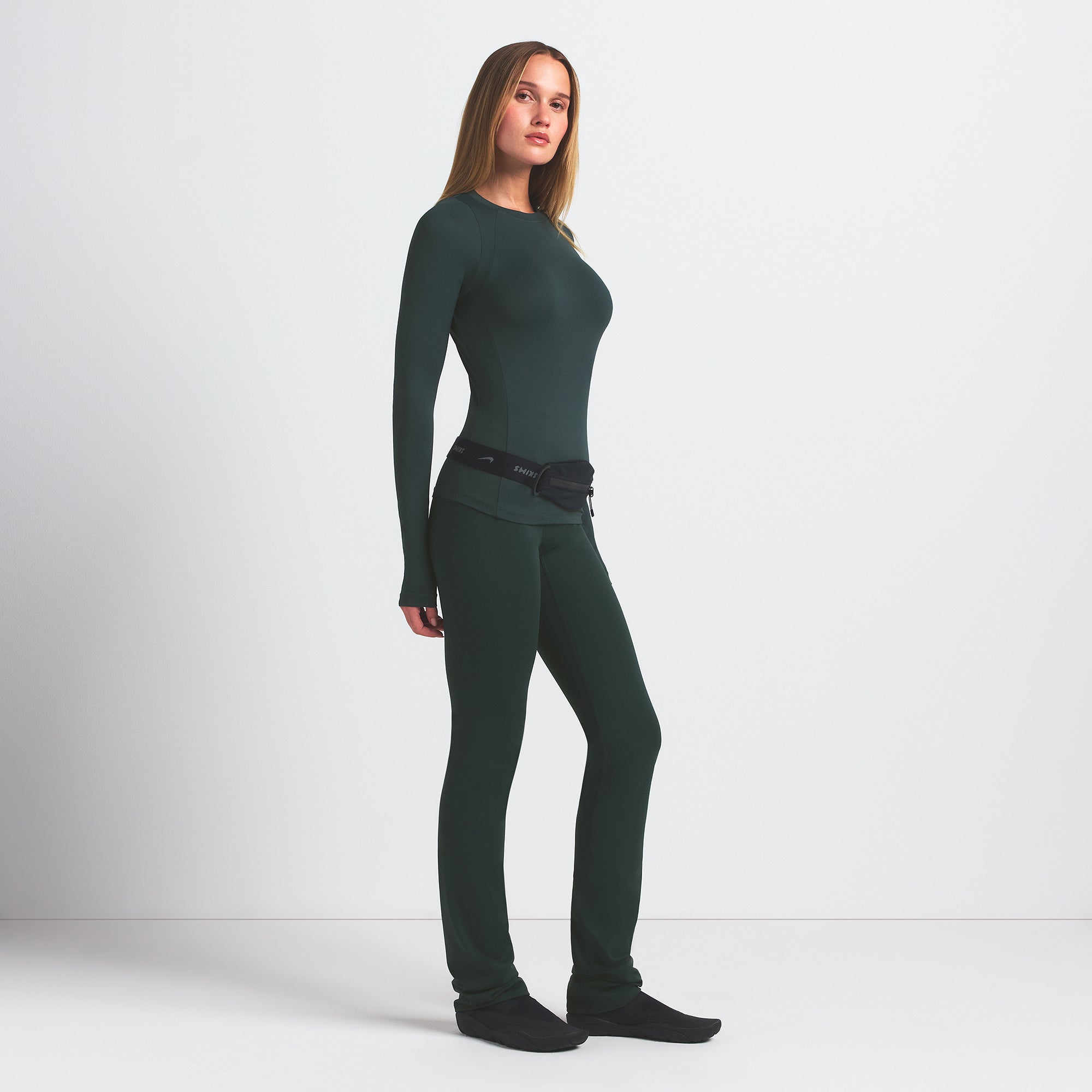 NikeSKIMS AIRY LONG SLEEVE CREW NECK TOP | DARK TEAL - Image 5