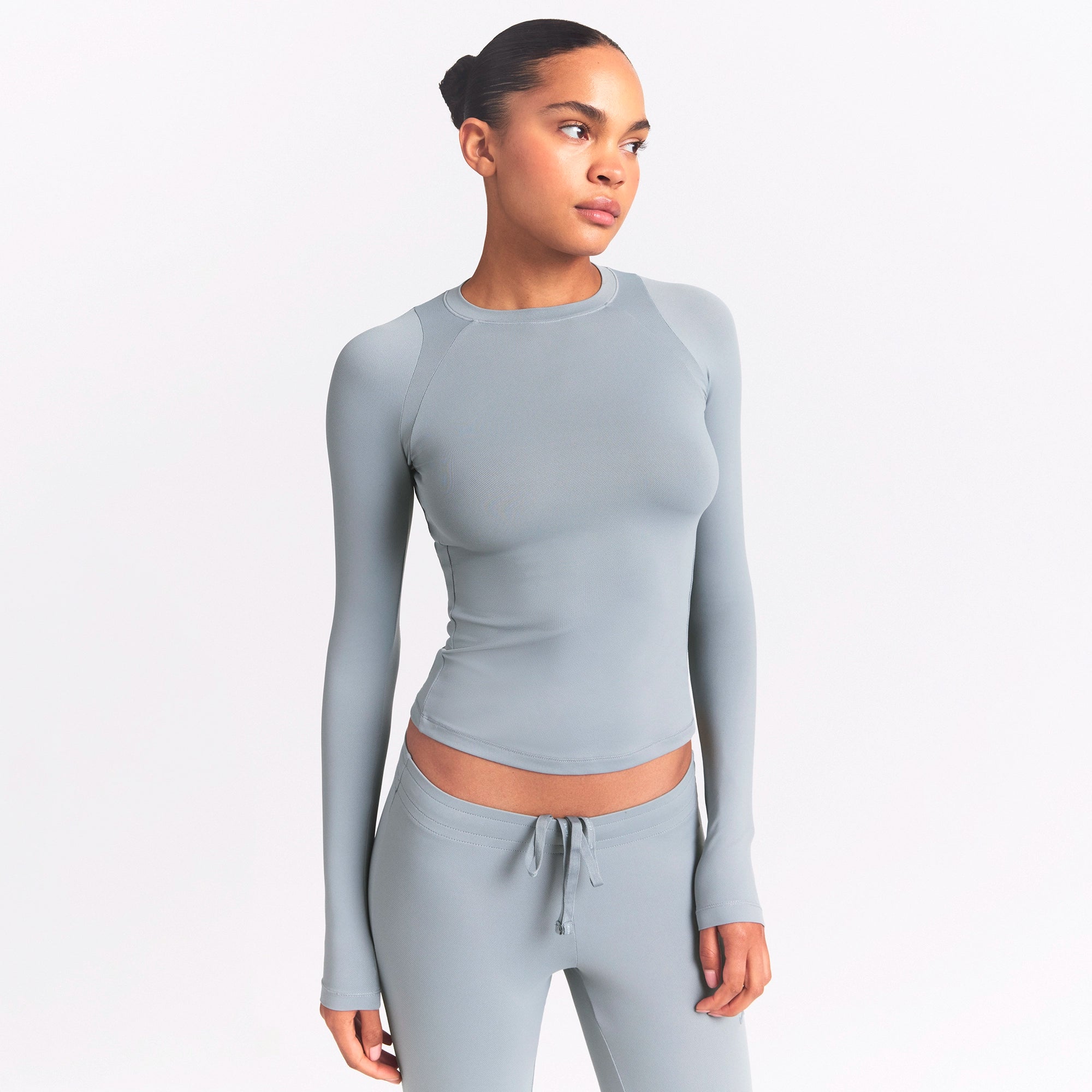 NikeSKIMS AIRY LONG SLEEVE CREW NECK TOP | WASHED PACIFIC - Image 3