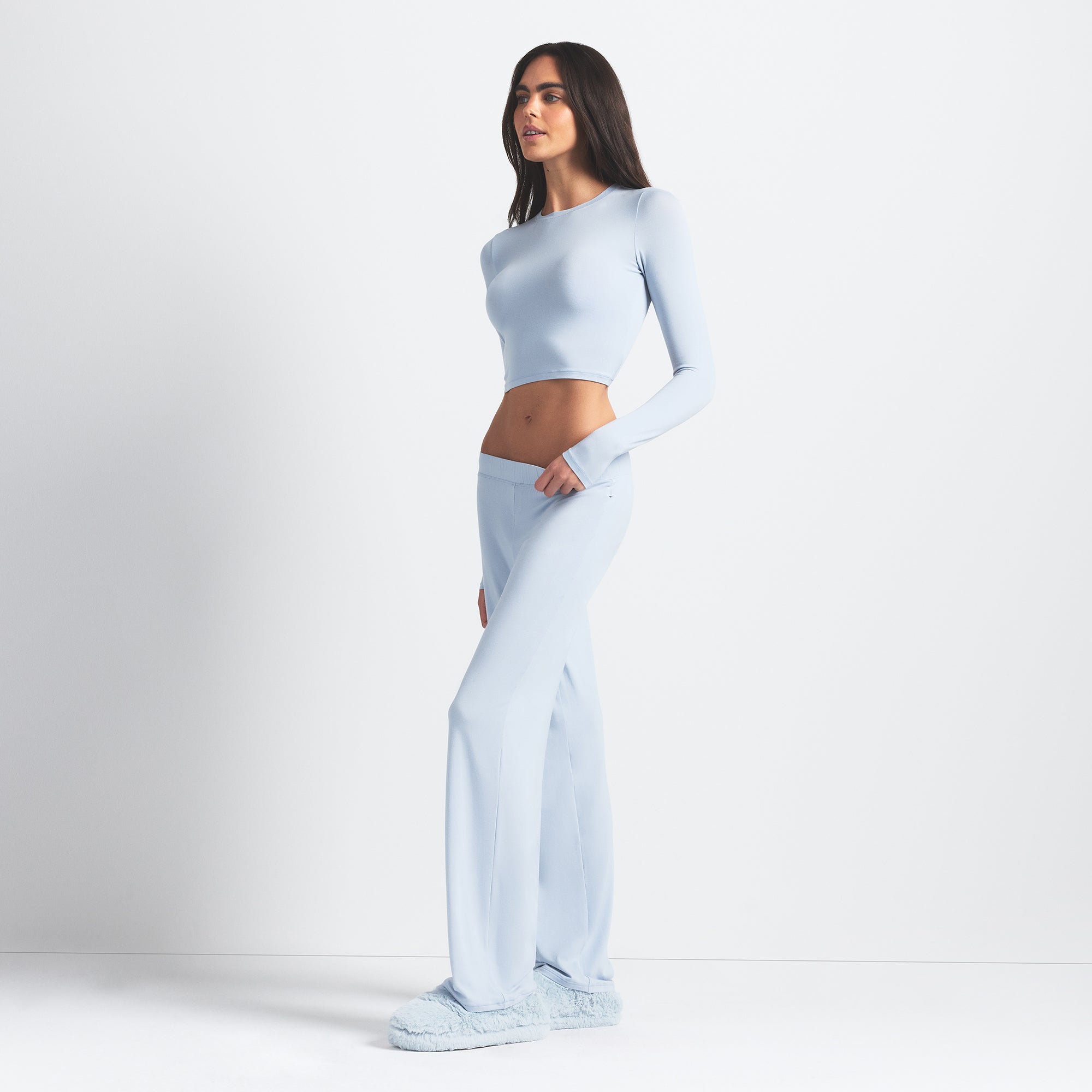 SKIMS SLEEP SUPER CROPPED LONG SLEEVE | ZEN BLUE - Image 3