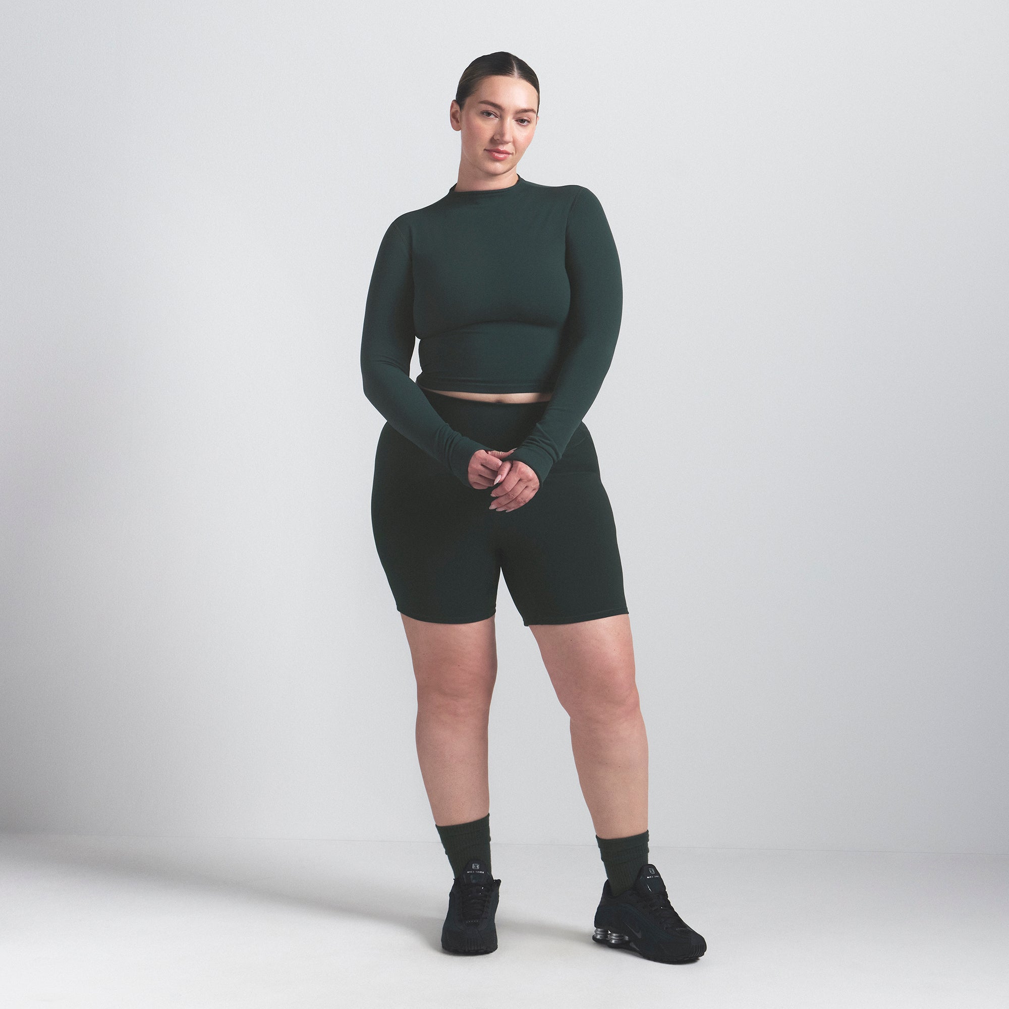 NikeSKIMS VINTAGE SEAMLESS MOCK NECK CROP TOP | DARK TEAL - Image 9