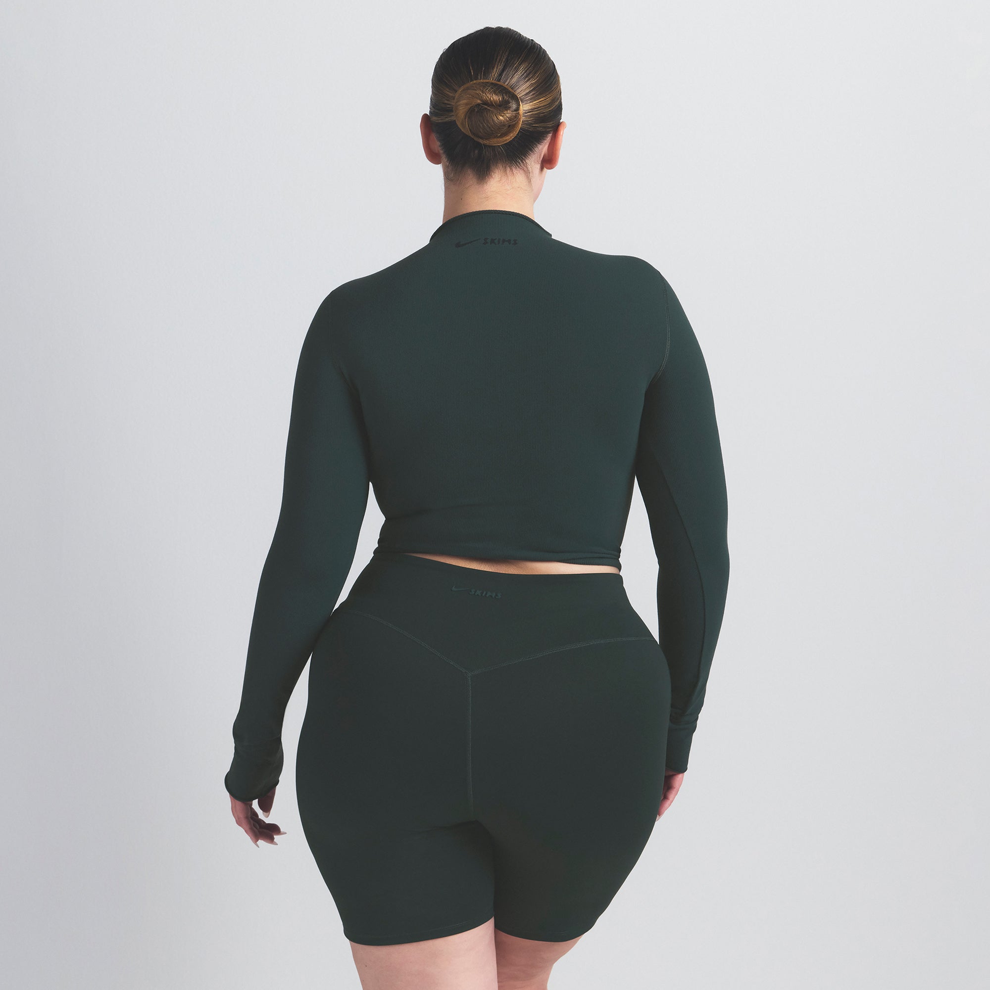 NikeSKIMS VINTAGE SEAMLESS MOCK NECK CROP TOP | DARK TEAL - Image 8