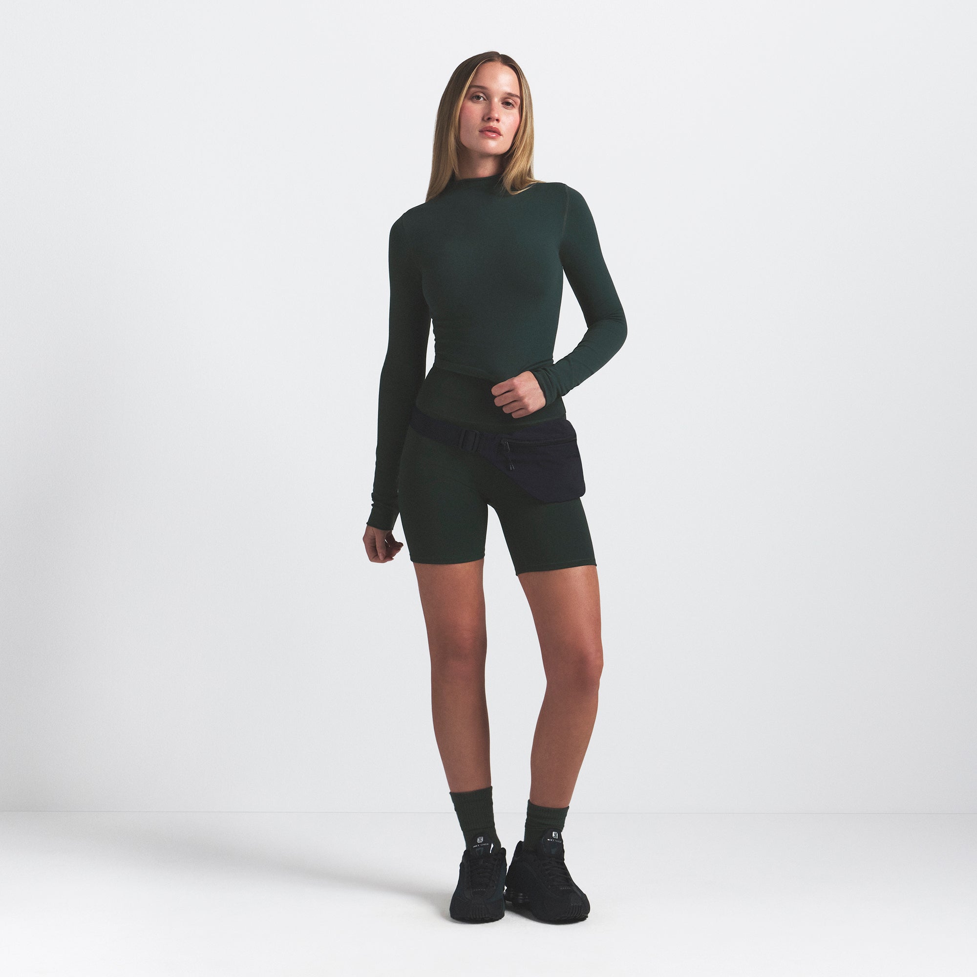 NikeSKIMS VINTAGE SEAMLESS MOCK NECK CROP TOP | DARK TEAL - Image 2