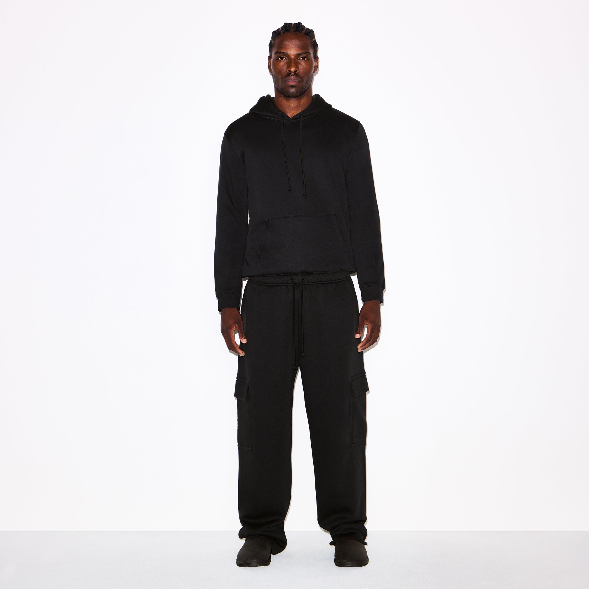 FLEECE LOUNGE MENS CLASSIC HOODIE | WASHED ONYX - Image 4