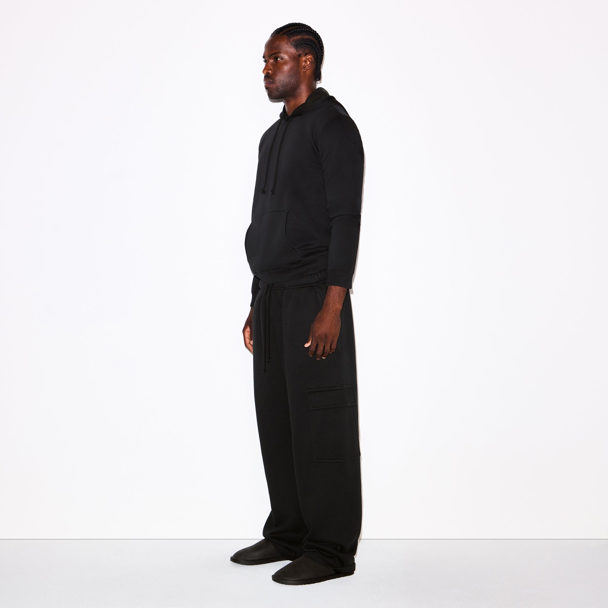 FLEECE LOUNGE MENS CLASSIC HOODIE | WASHED ONYX - Image 6