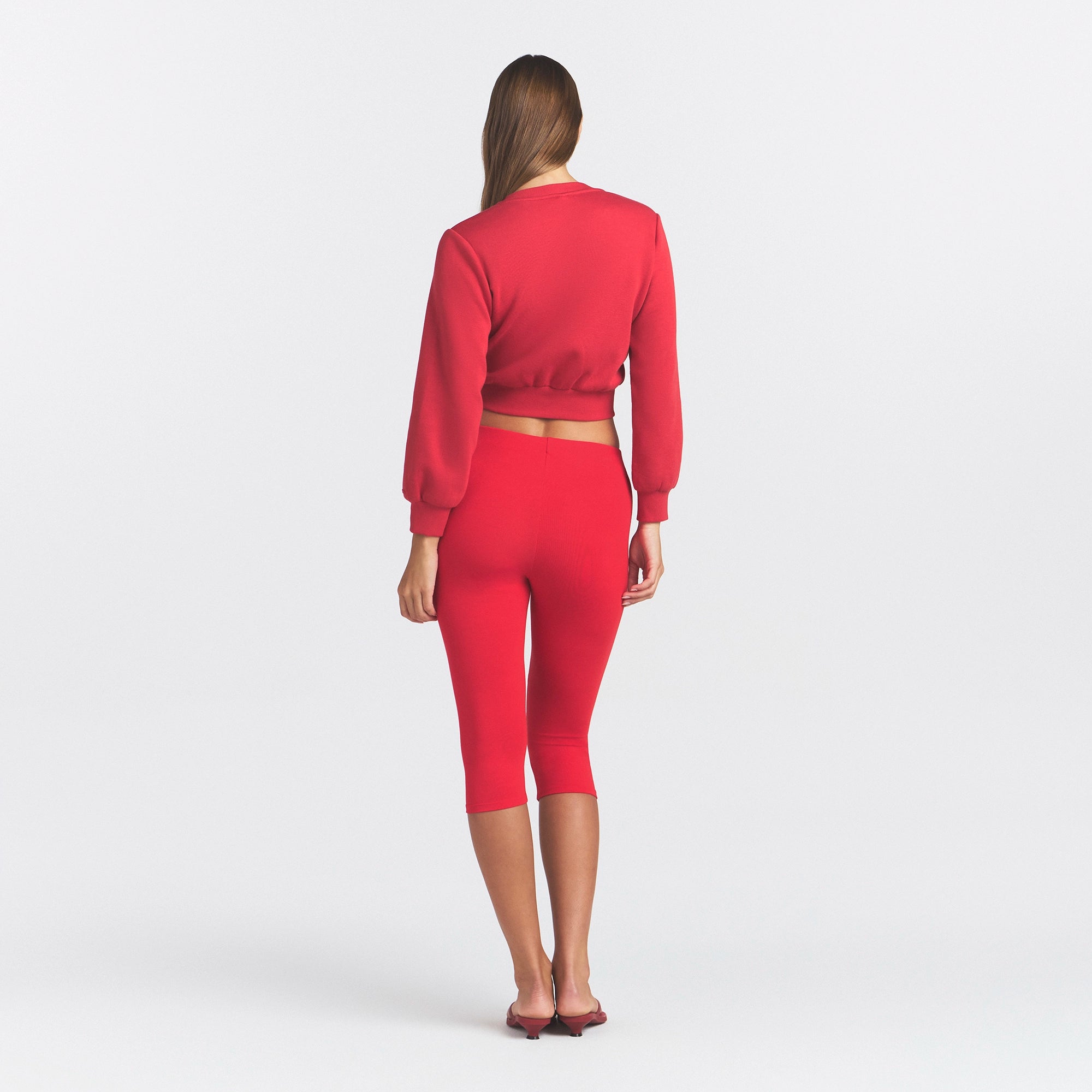 COTTON FLEECE SHRUNKEN CARDIGAN | WASHED RED - Image 5