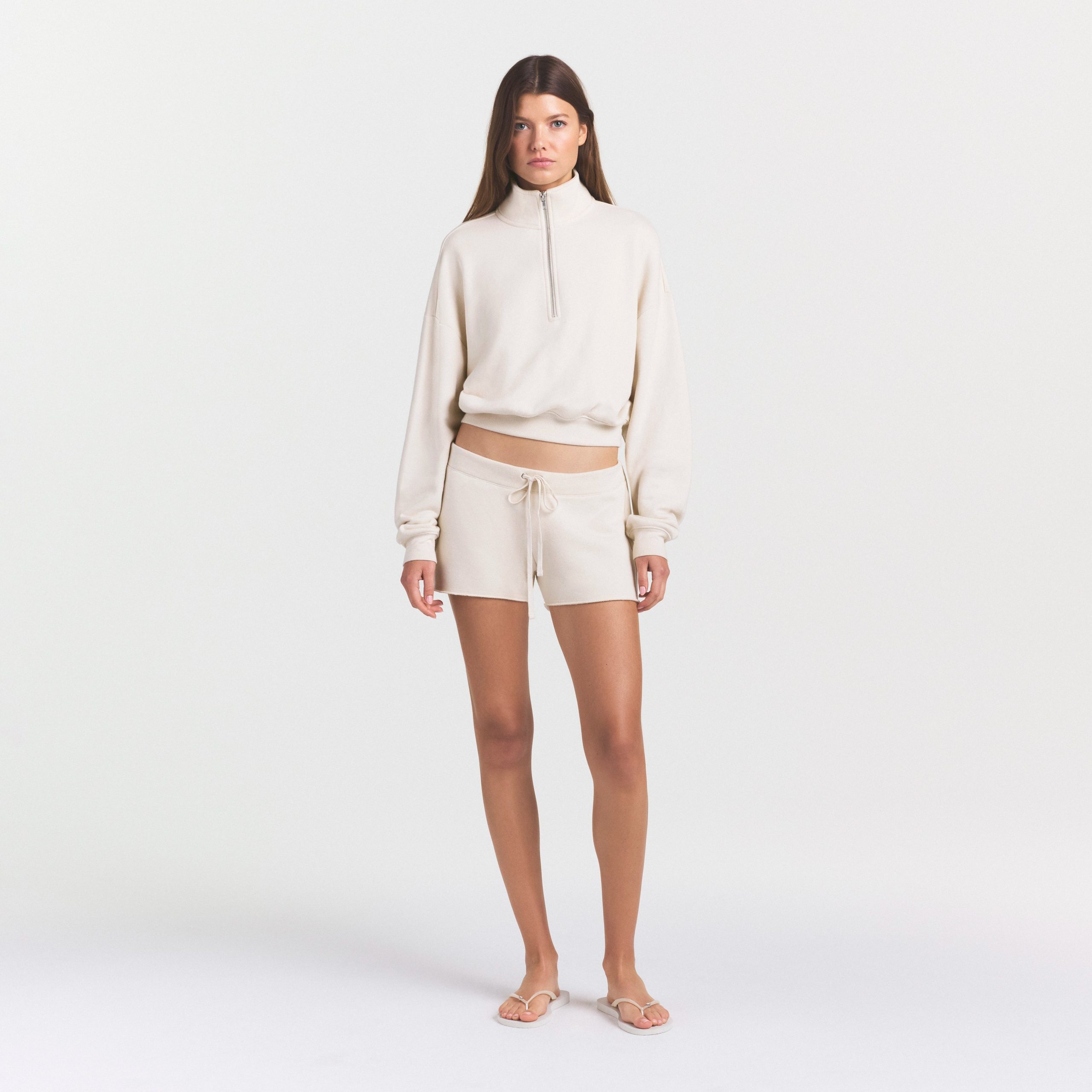 DRAPEY FRENCH TERRY HALF ZIP | BUFF - Image 2