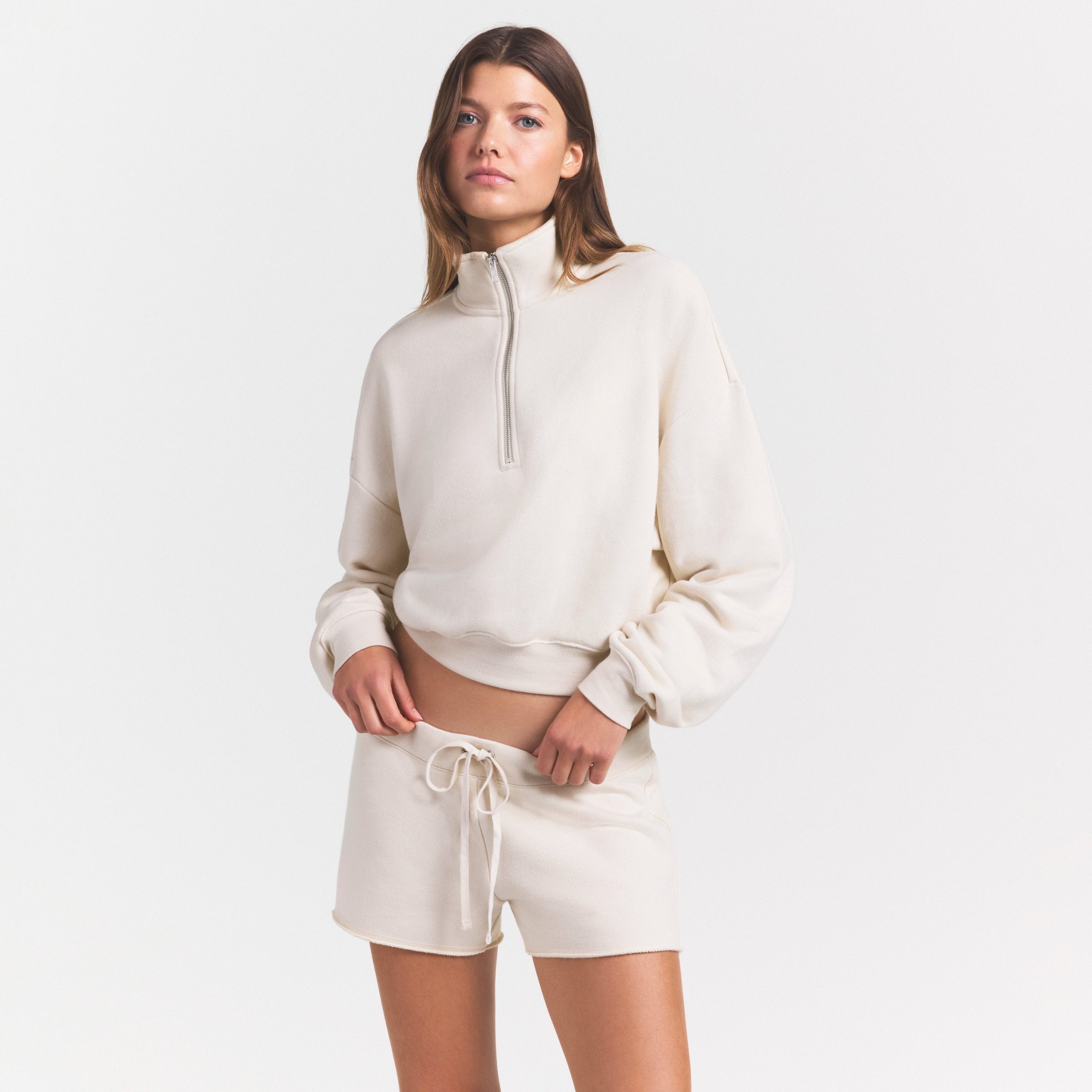 DRAPEY FRENCH TERRY HALF ZIP | BUFF - Image 3