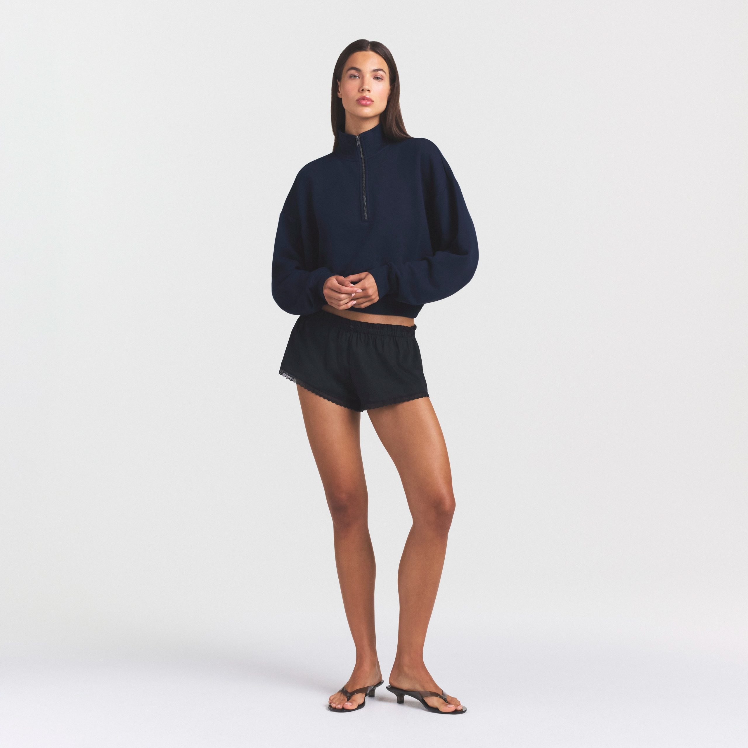 DRAPEY FRENCH TERRY HALF ZIP | NAVY - Image 2