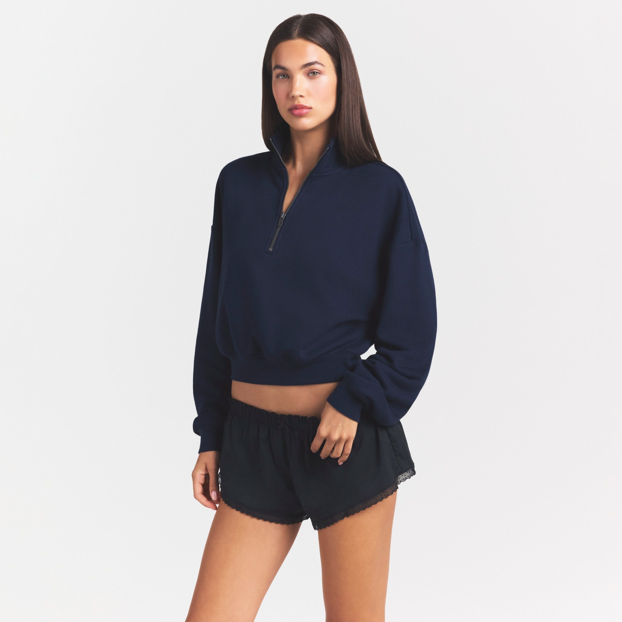 DRAPEY FRENCH TERRY HALF ZIP | NAVY - Image 3