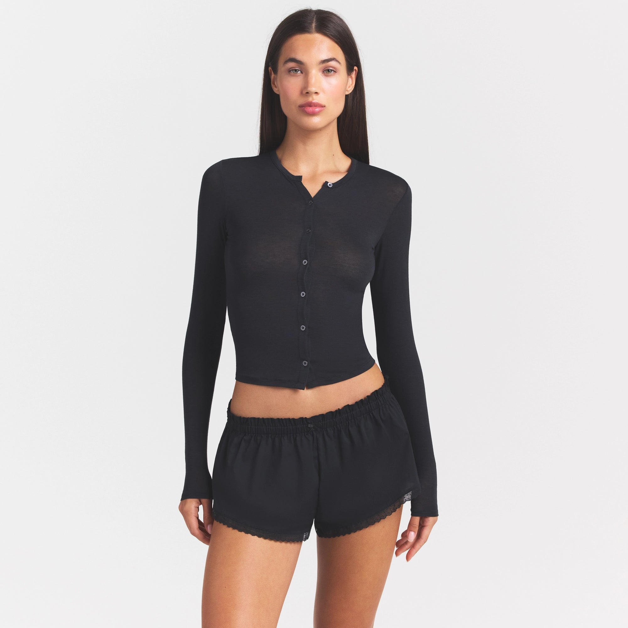 SHEER MODAL CARDIGAN | ONYX - Image 3