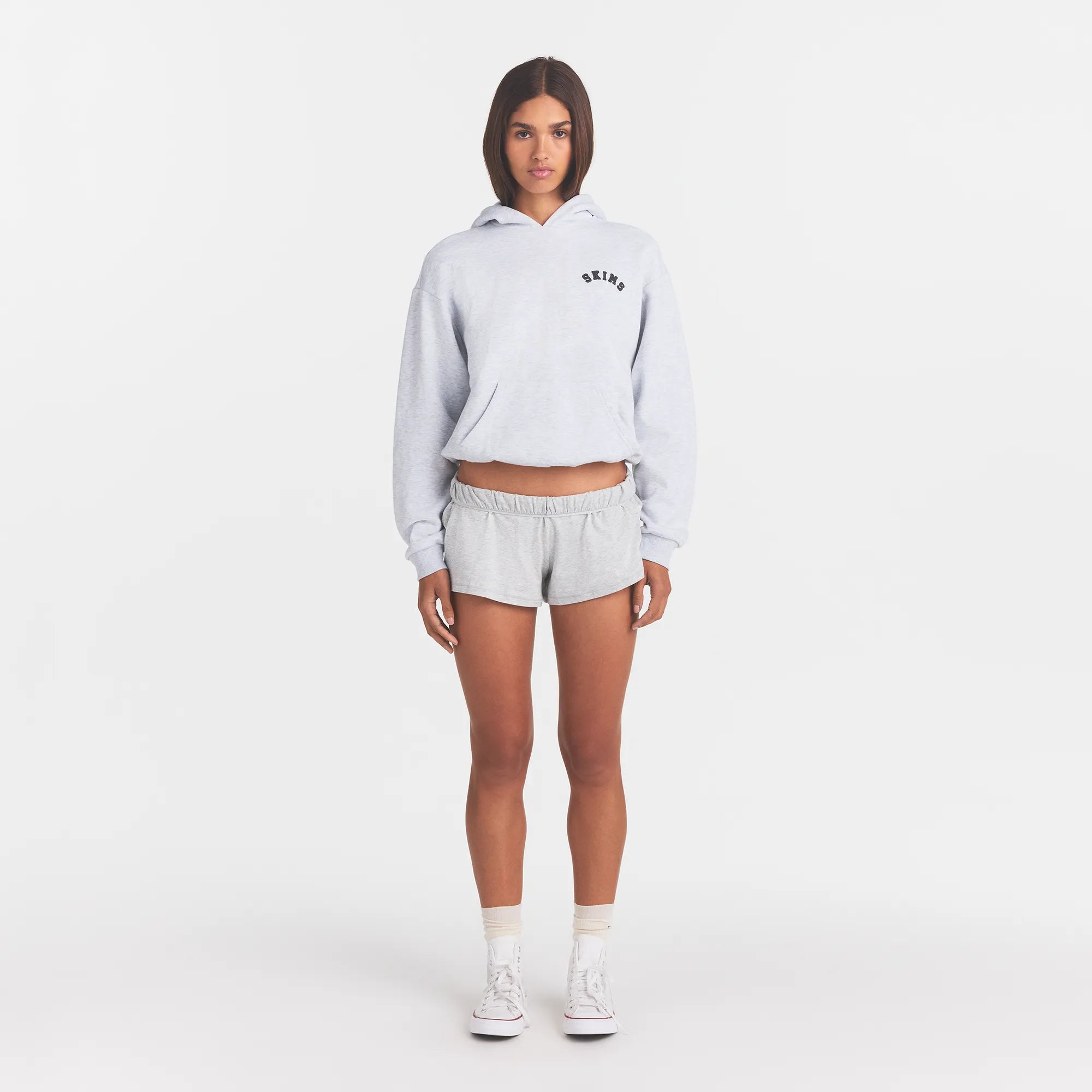 COTTON FLEECE LOGO CLASSIC HOODIE | LIGHT HEATHER GREY WITH ONYX LOGO - Image 2