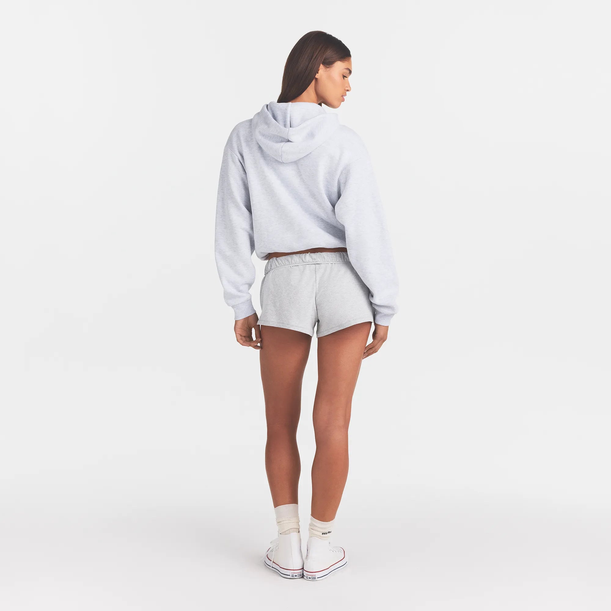 COTTON FLEECE LOGO CLASSIC HOODIE | LIGHT HEATHER GREY WITH ONYX LOGO - Image 4