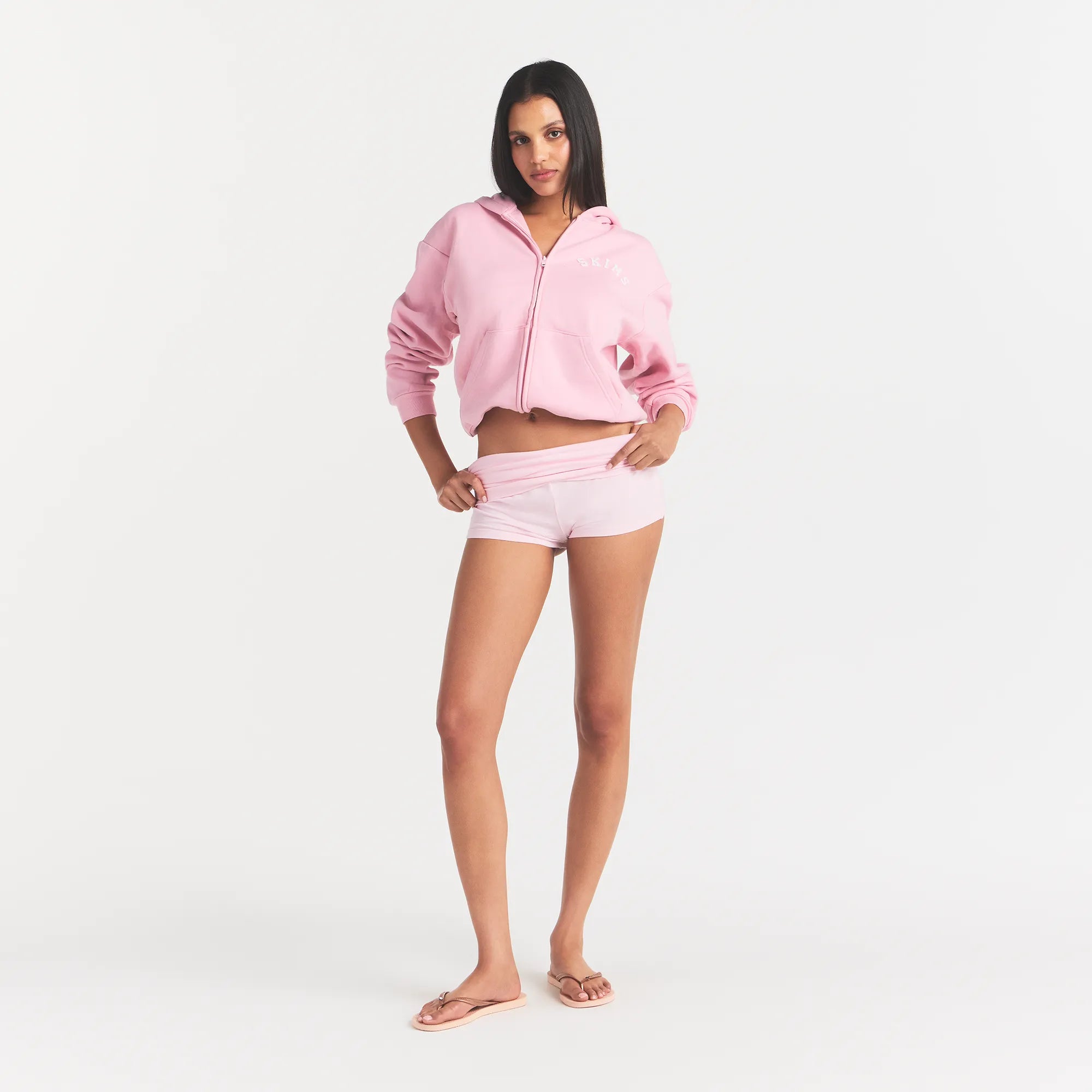 COTTON FLEECE LOGO CLASSIC ZIP UP HOODIE | HALITE WITH SNOW LOGO - Image 2