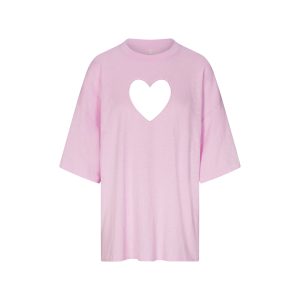 WORN IN JERSEY HEART OVERSIZED T-SHIRT | BABY PINK