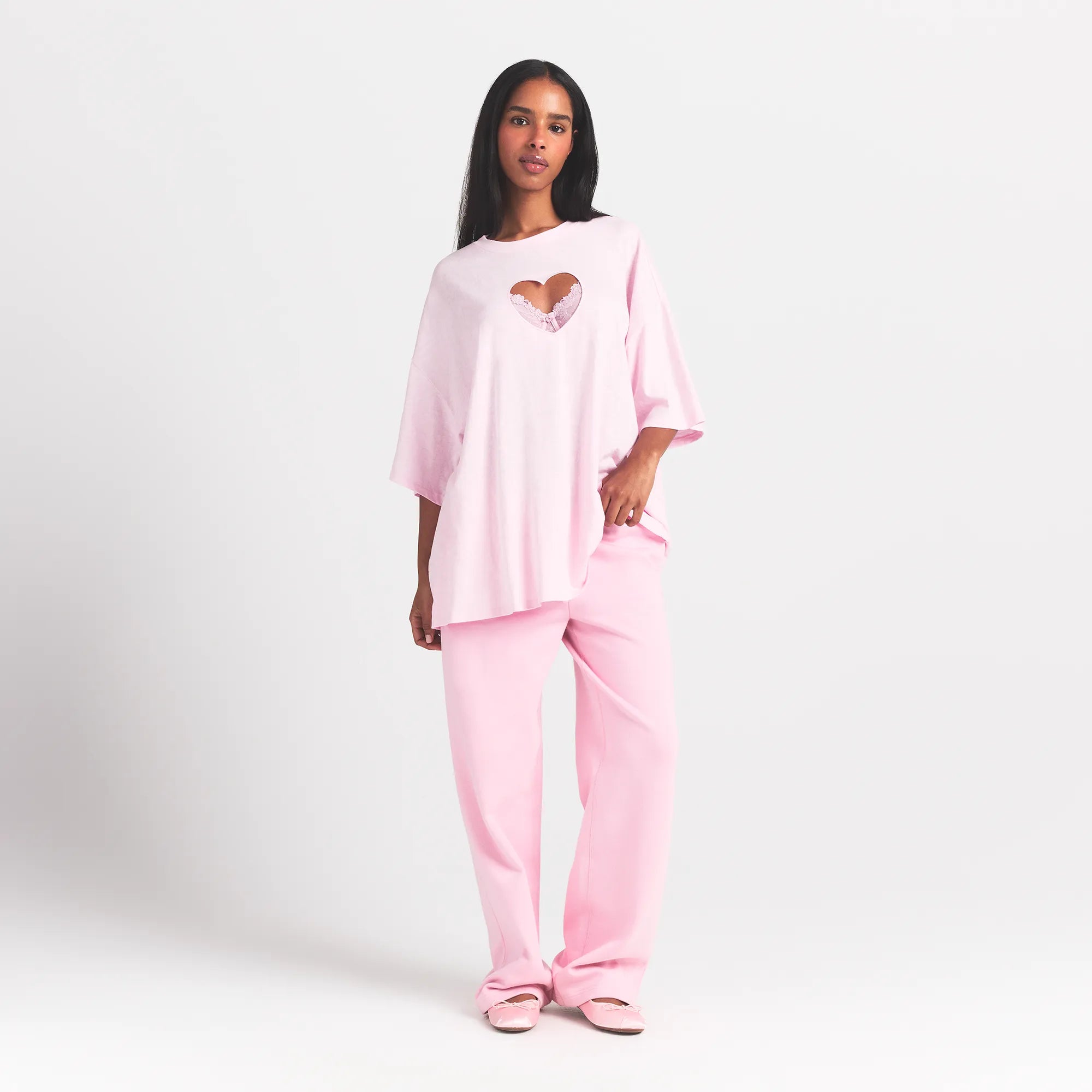 WORN IN JERSEY HEART OVERSIZED T-SHIRT | BABY PINK - Image 5