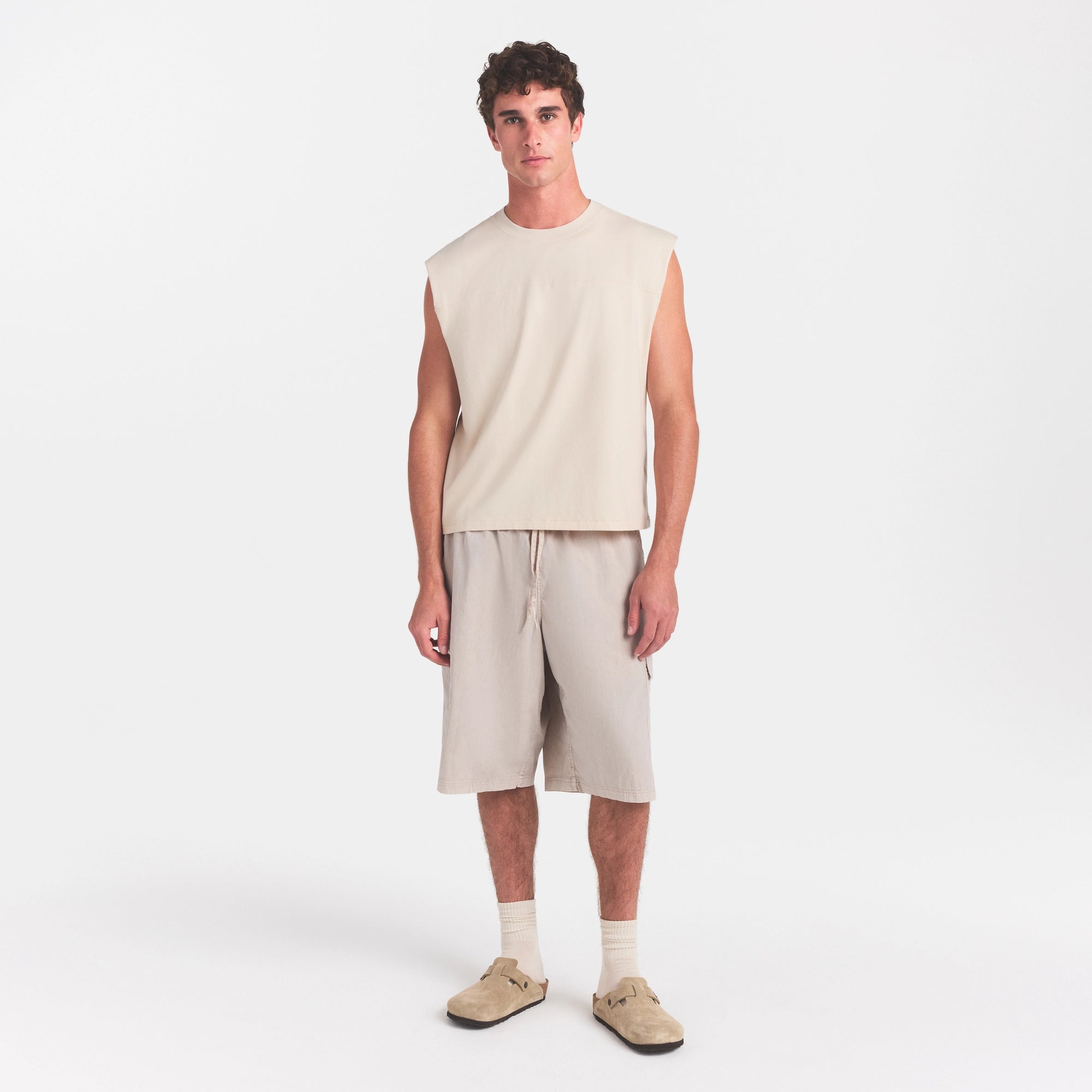 HEAVYWEIGHT COTTON MENS CROPPED MUSCLE TANK | BUFF - Image 2