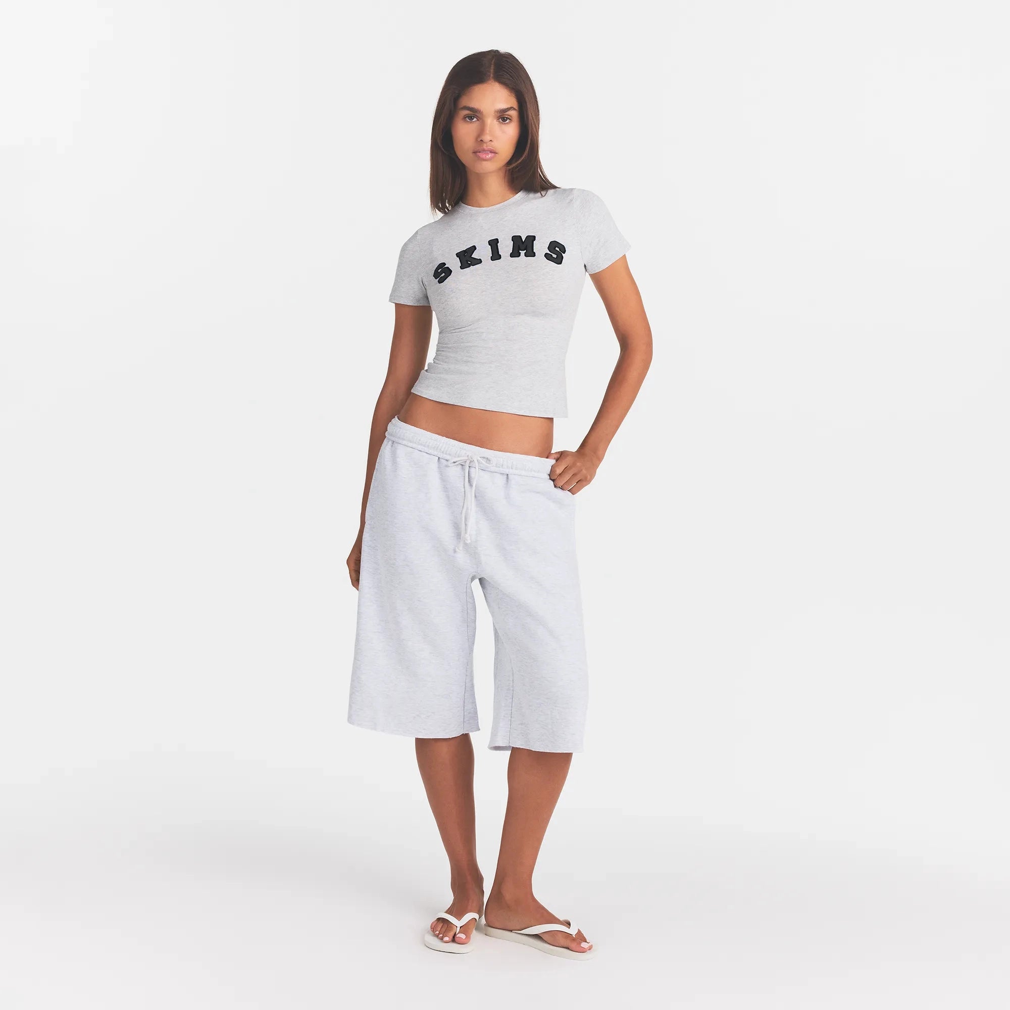 COTTON JERSEY LOGO T-SHIRT | LIGHT HEATHER GREY WITH ONYX LOGO - Image 2