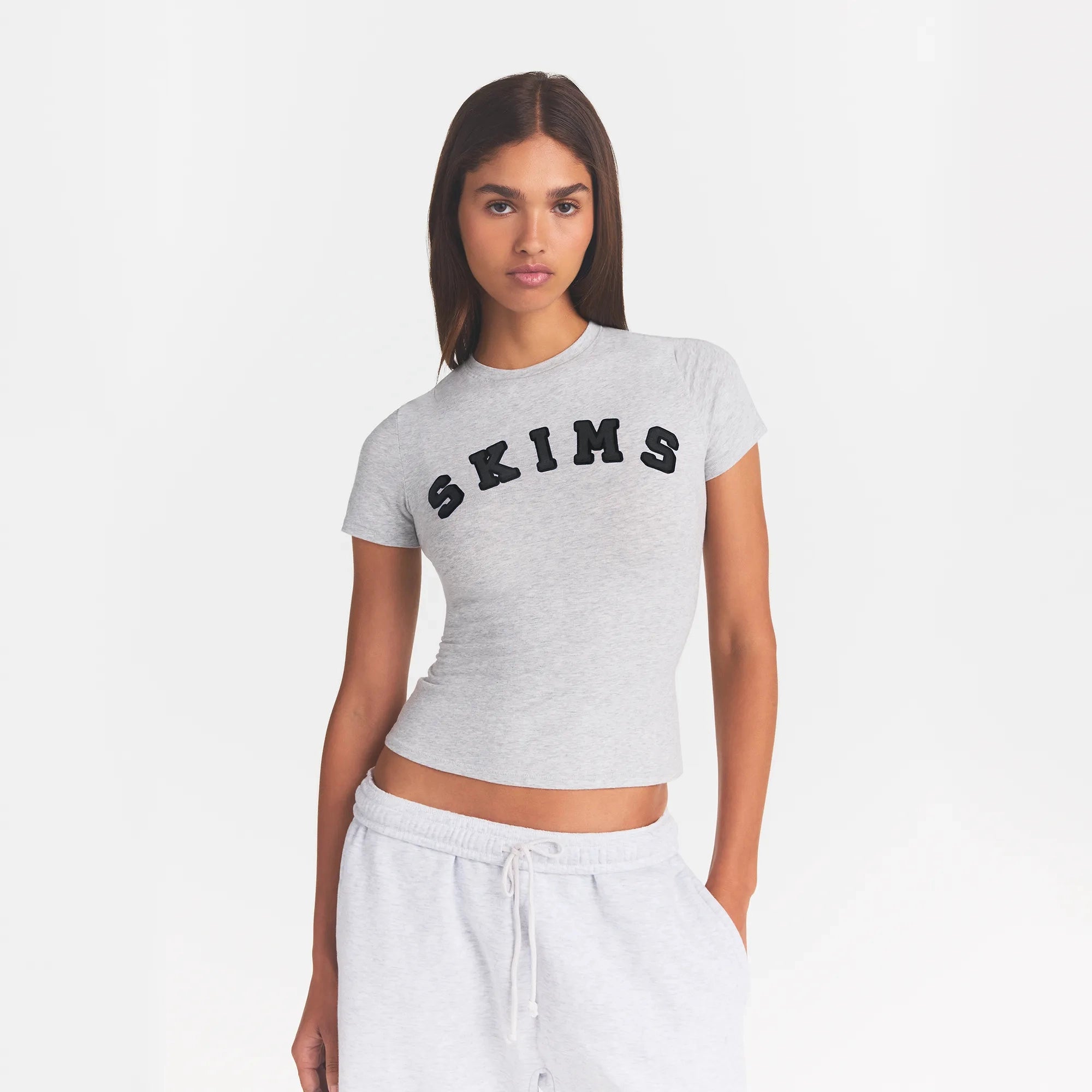 COTTON JERSEY LOGO T-SHIRT | LIGHT HEATHER GREY WITH ONYX LOGO - Image 3