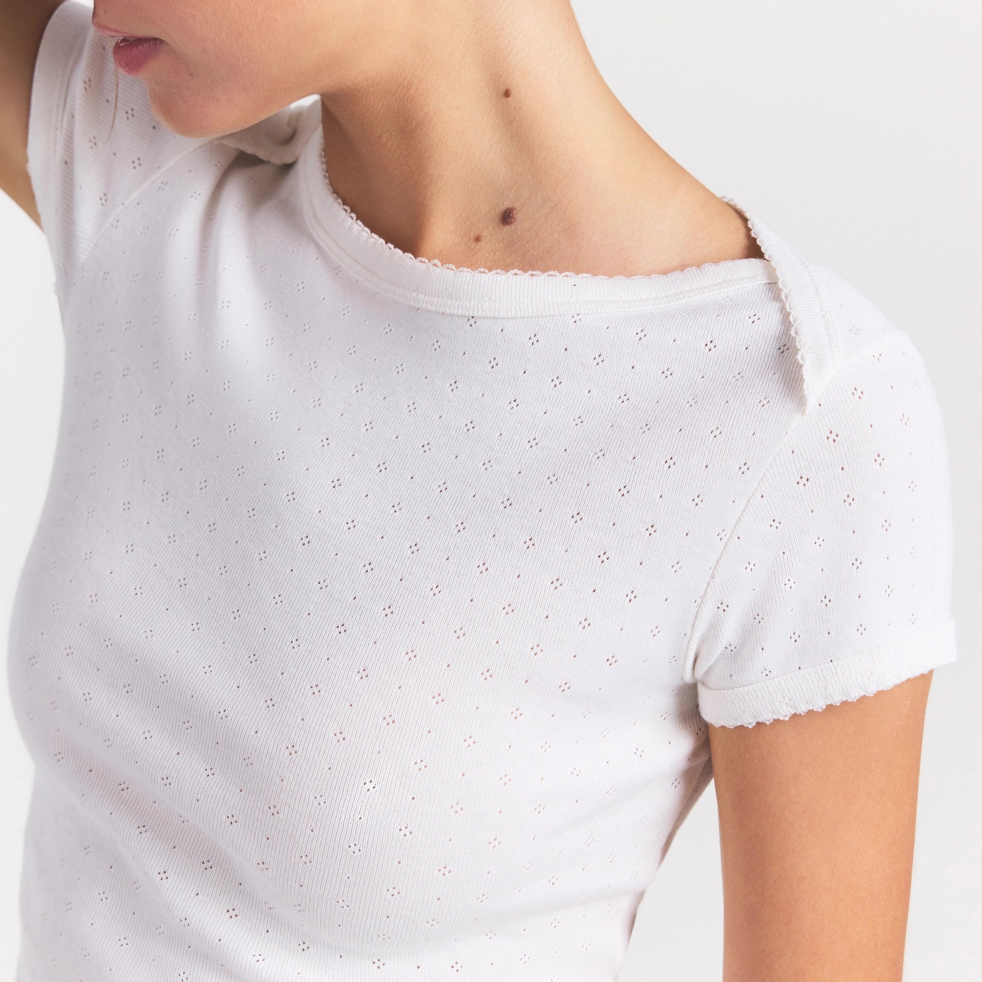 HEAVY POINTELLE BOATNECK TEE | MARBLE - Image 4
