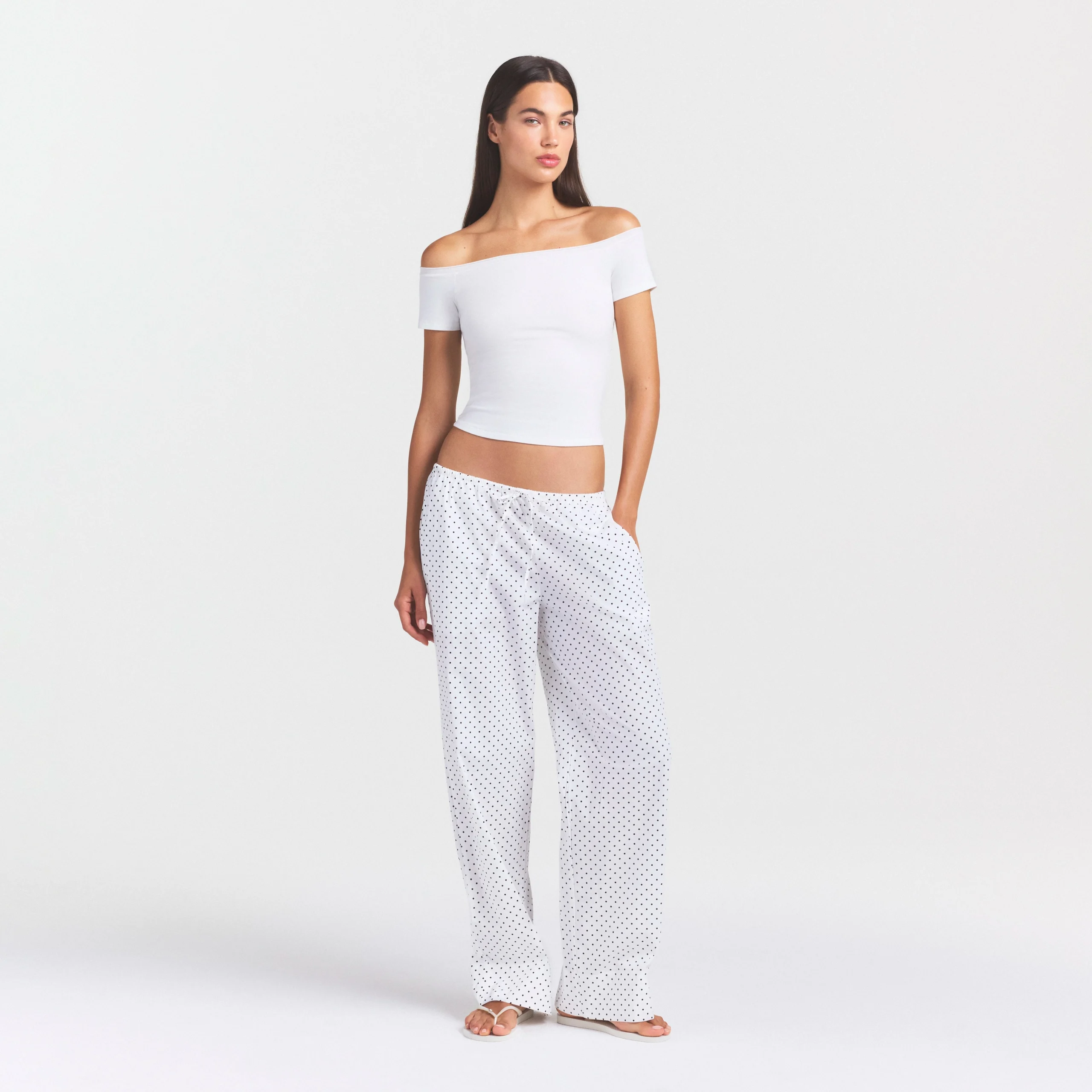 COTTON JERSEY OFF THE SHOULDER TOP | MARBLE - Image 2