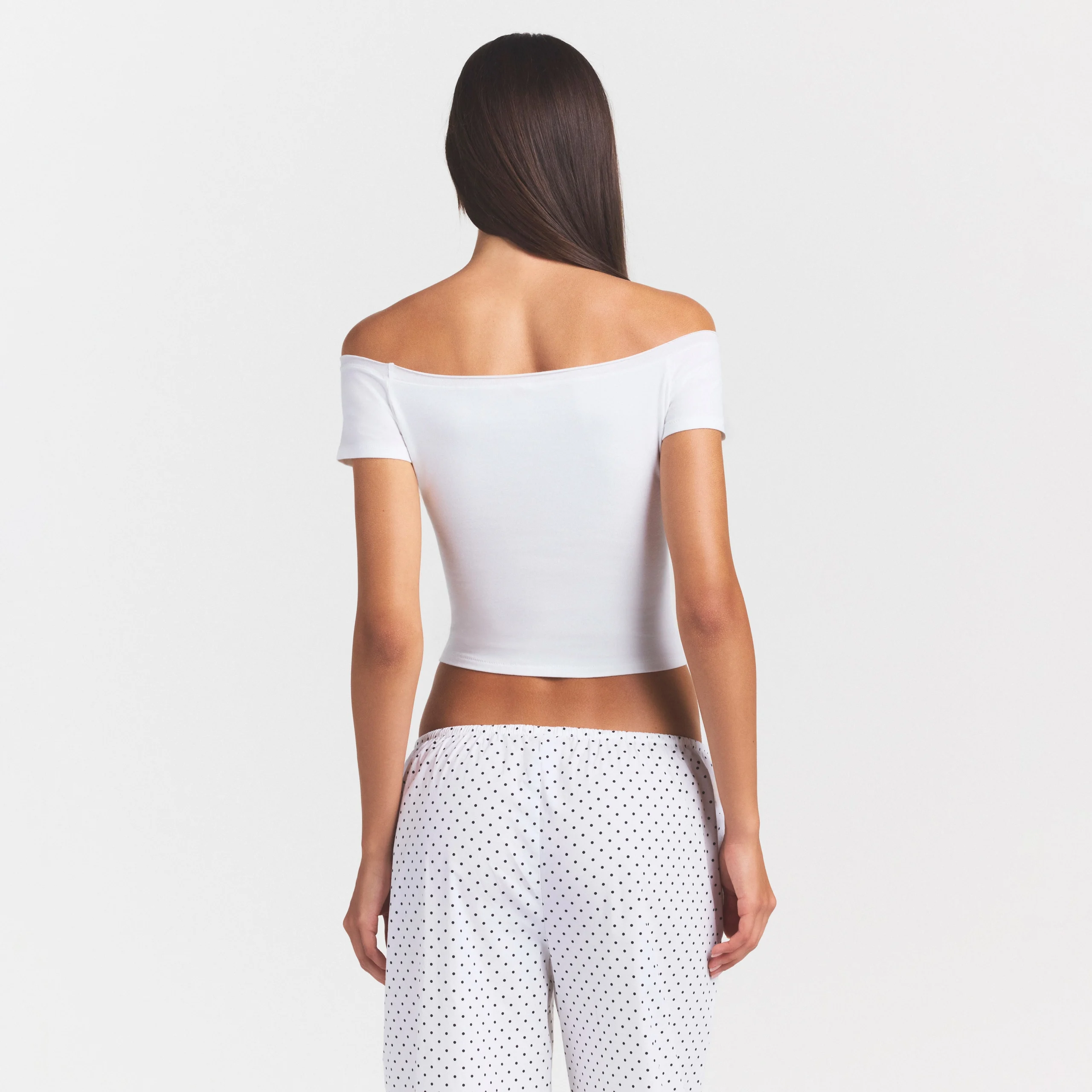 COTTON JERSEY OFF THE SHOULDER TOP | MARBLE - Image 4