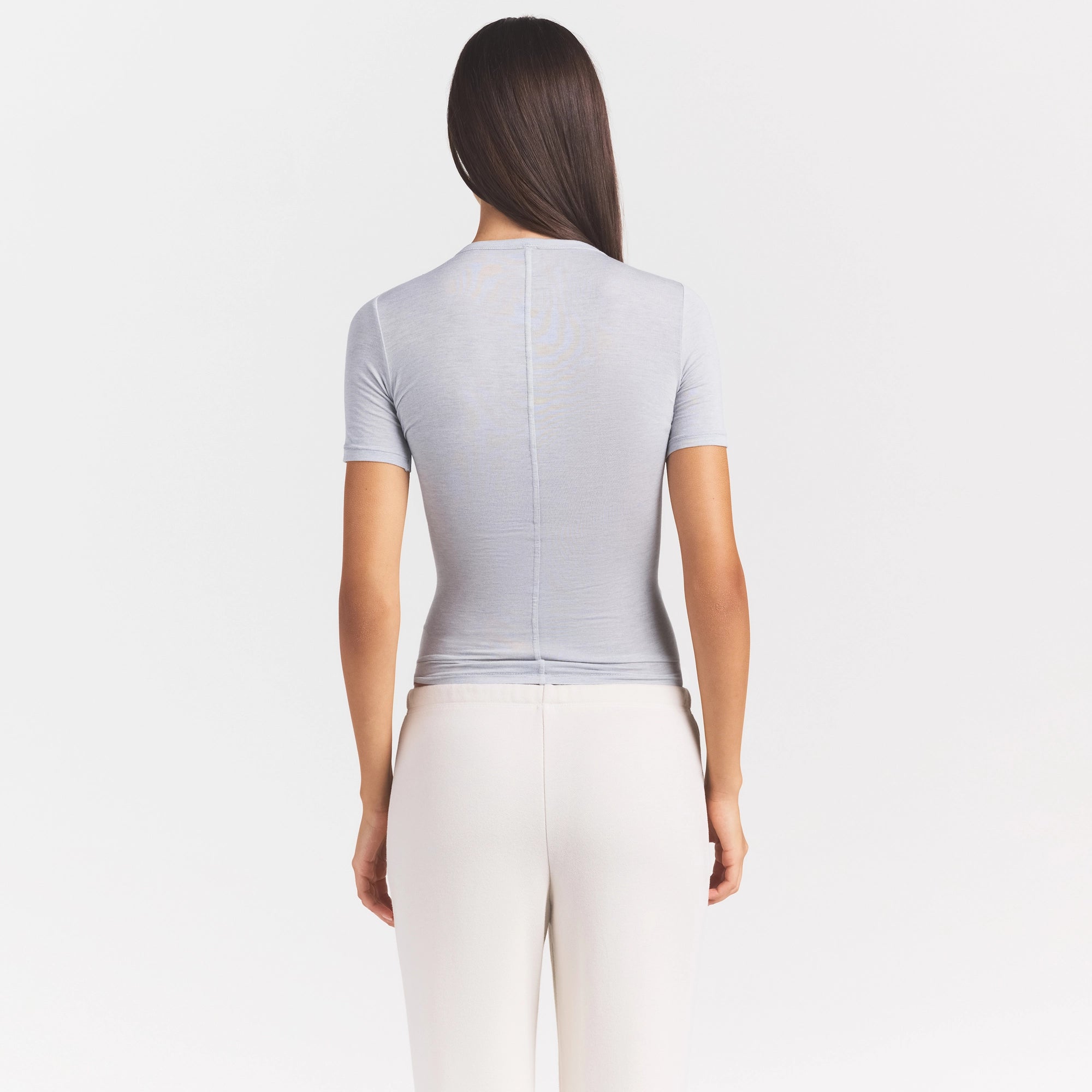 SHEER MODAL LONG T-SHIRT | HEATHER GREY - Image 4