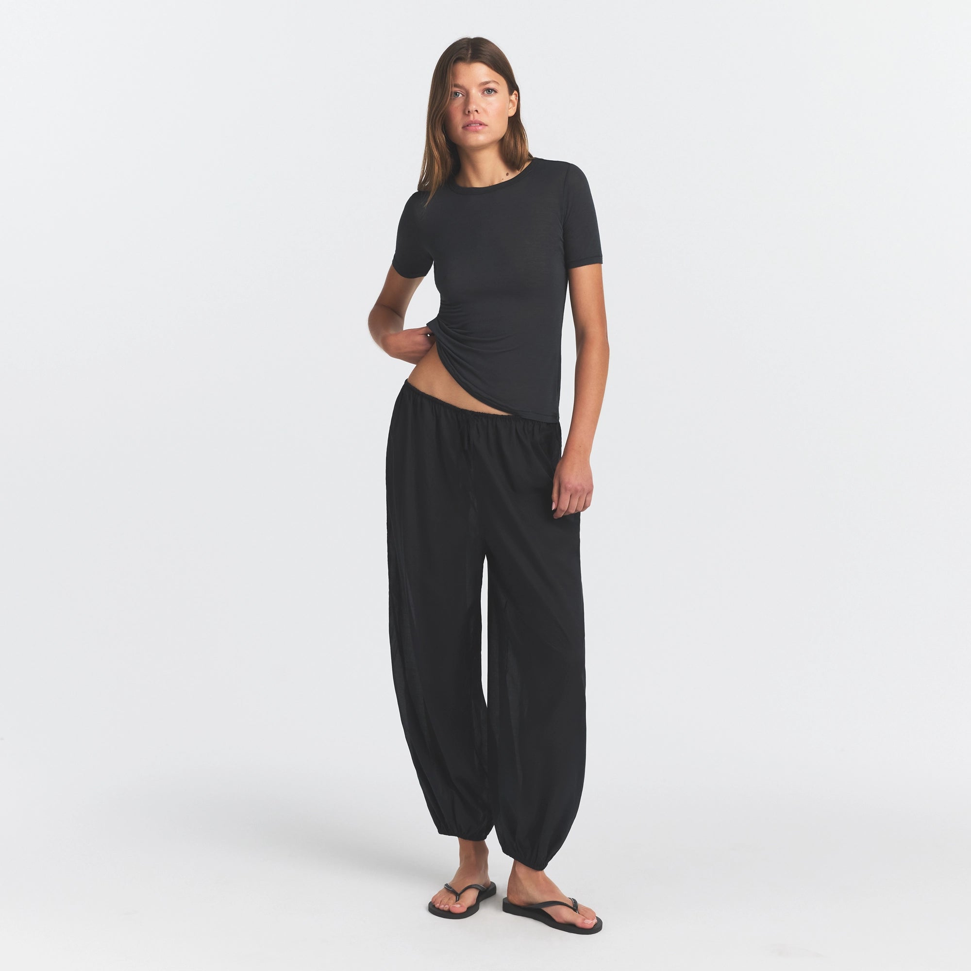 SHEER MODAL LONG T-SHIRT | ONYX - Image 2