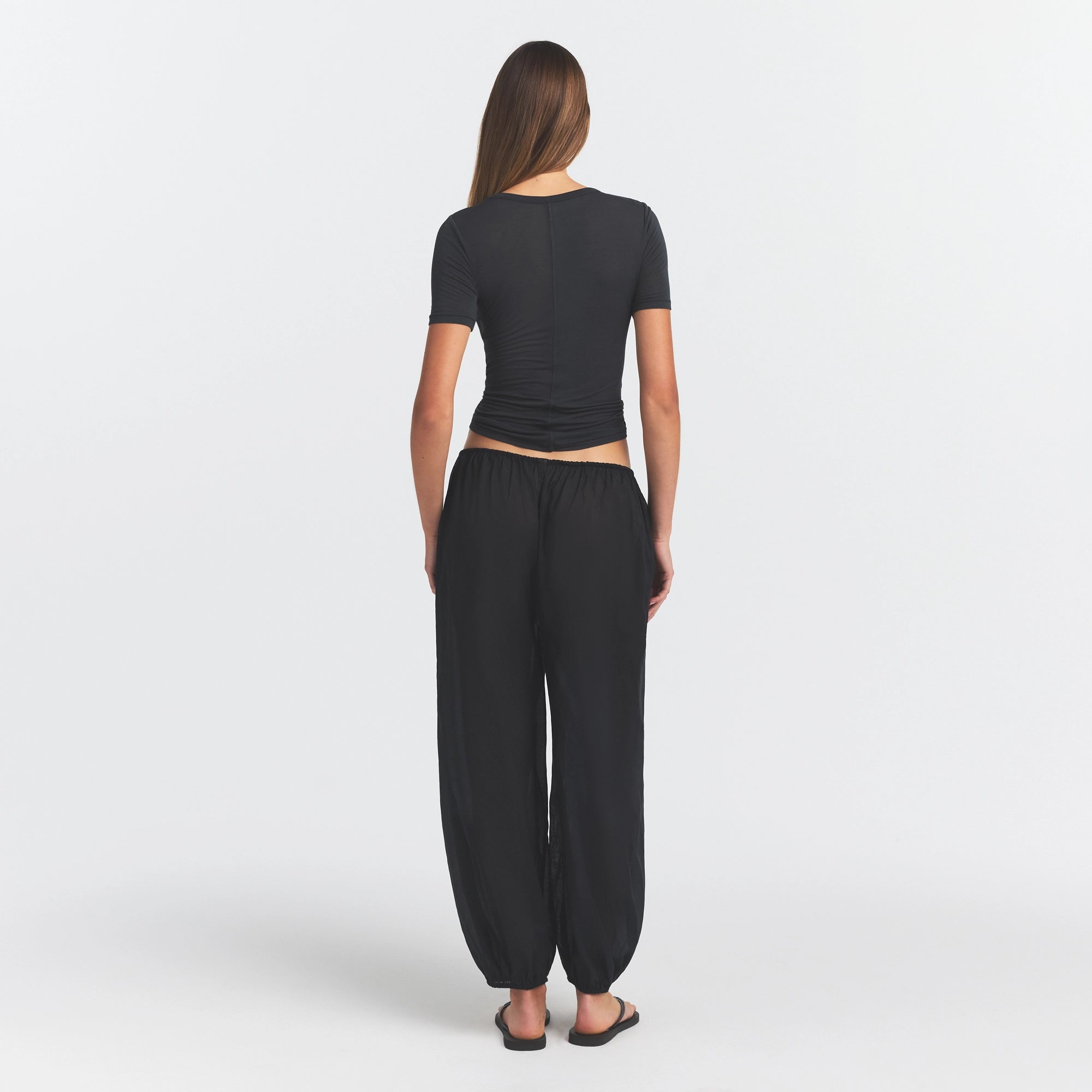 SHEER MODAL LONG T-SHIRT | ONYX - Image 4