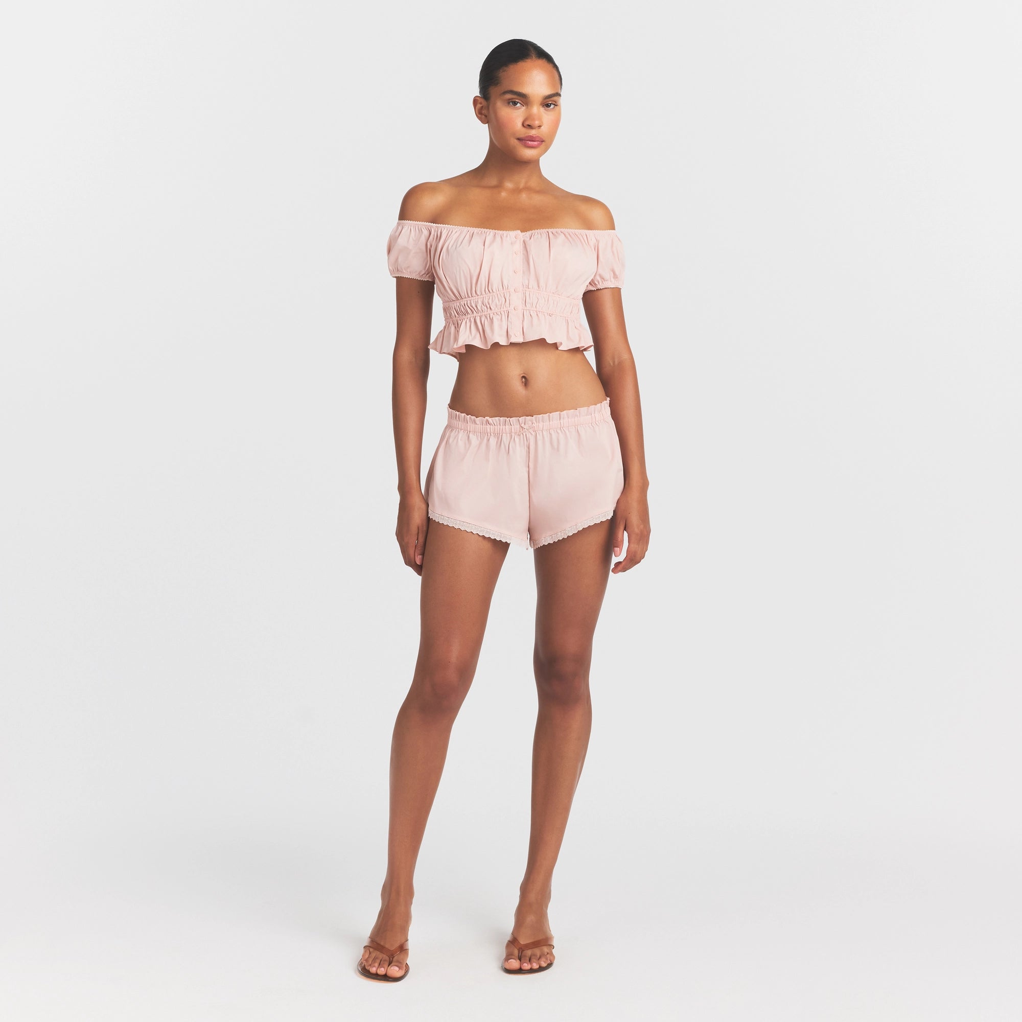 POPLIN APPAREL OFF THE SHOULDER TOP | DUSTY PINK - Image 2