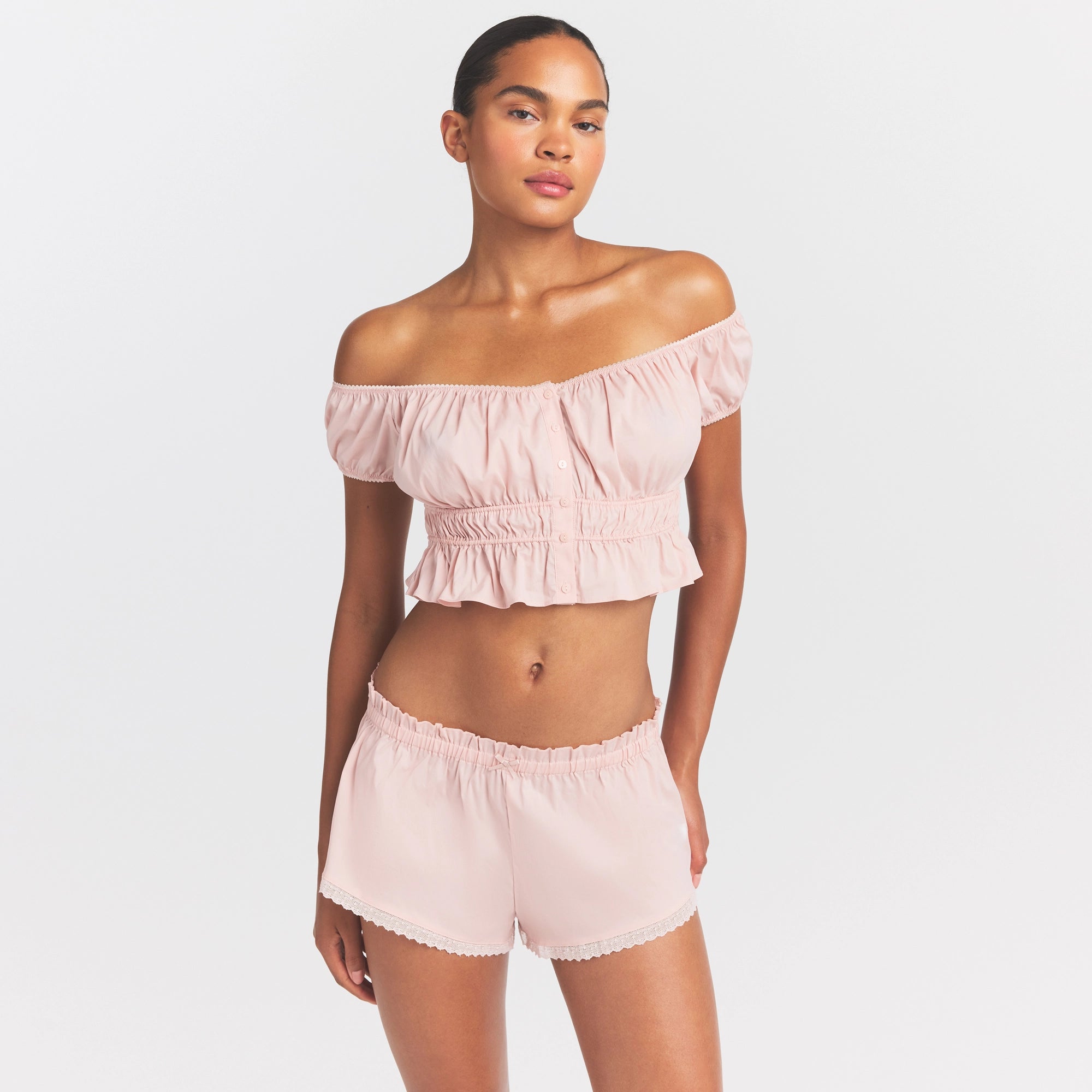 POPLIN APPAREL OFF THE SHOULDER TOP | DUSTY PINK - Image 3