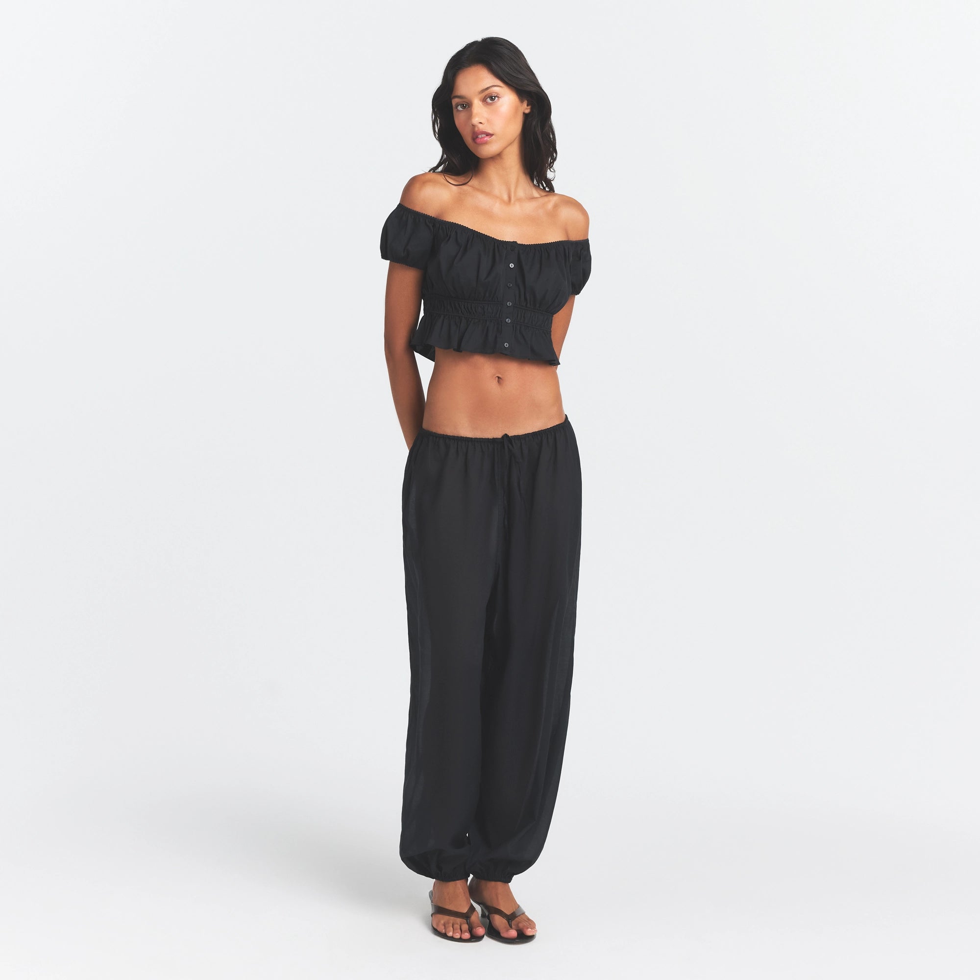 POPLIN APPAREL OFF THE SHOULDER TOP | ONYX - Image 2