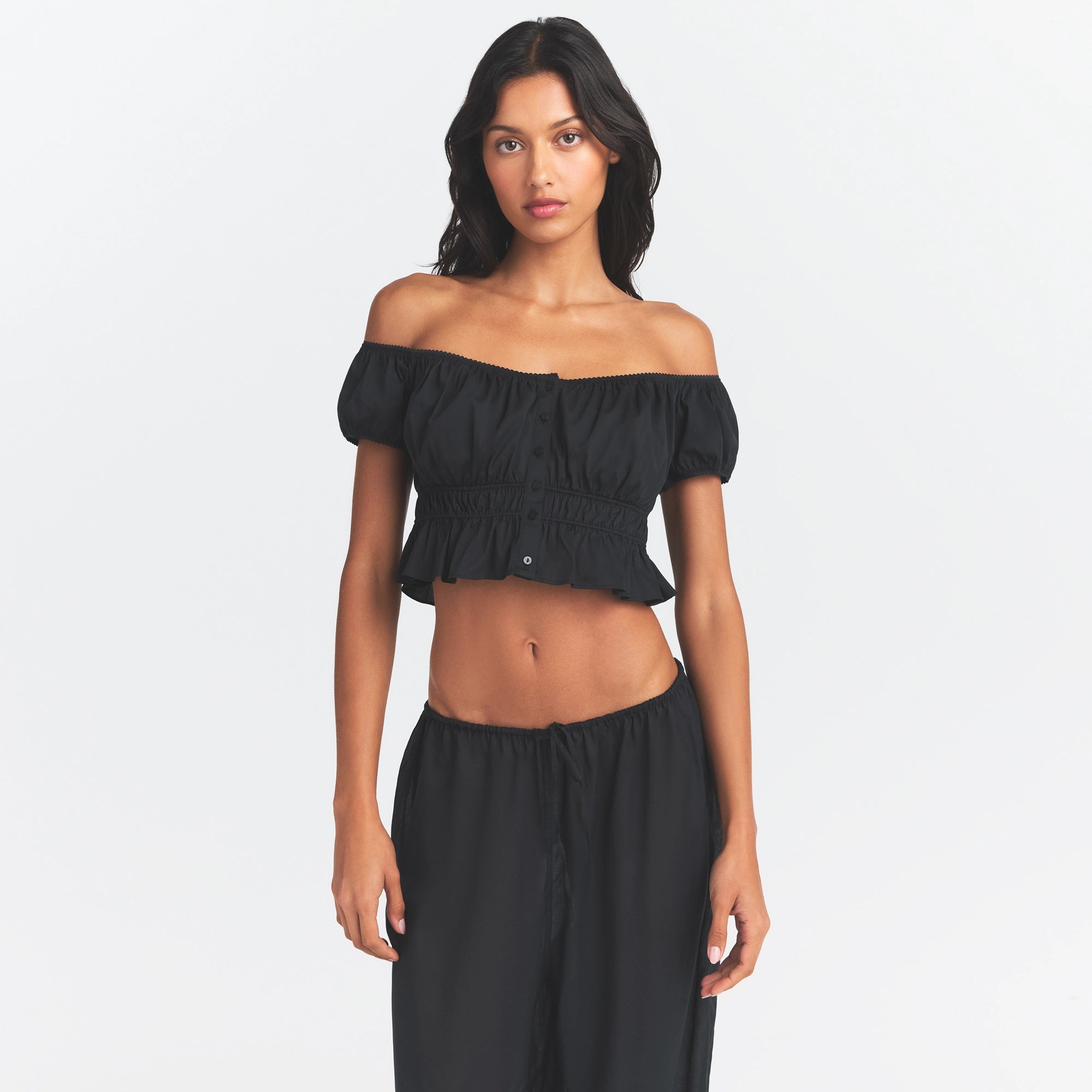 POPLIN APPAREL OFF THE SHOULDER TOP | ONYX - Image 3