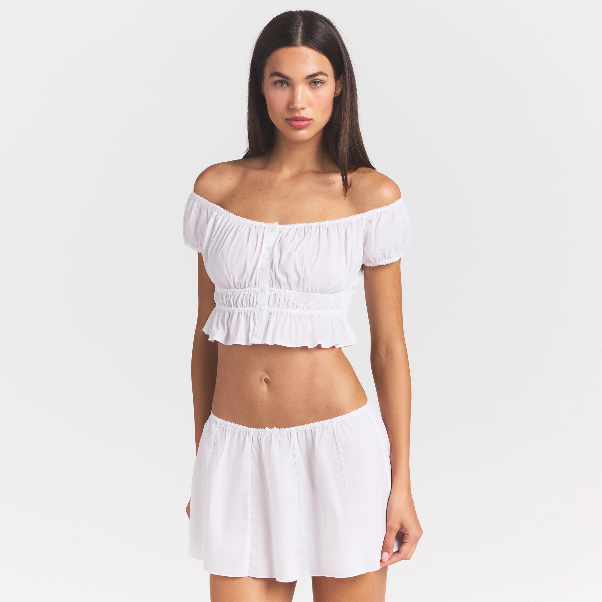 POPLIN APPAREL OFF THE SHOULDER TOP | SNOW - Image 3