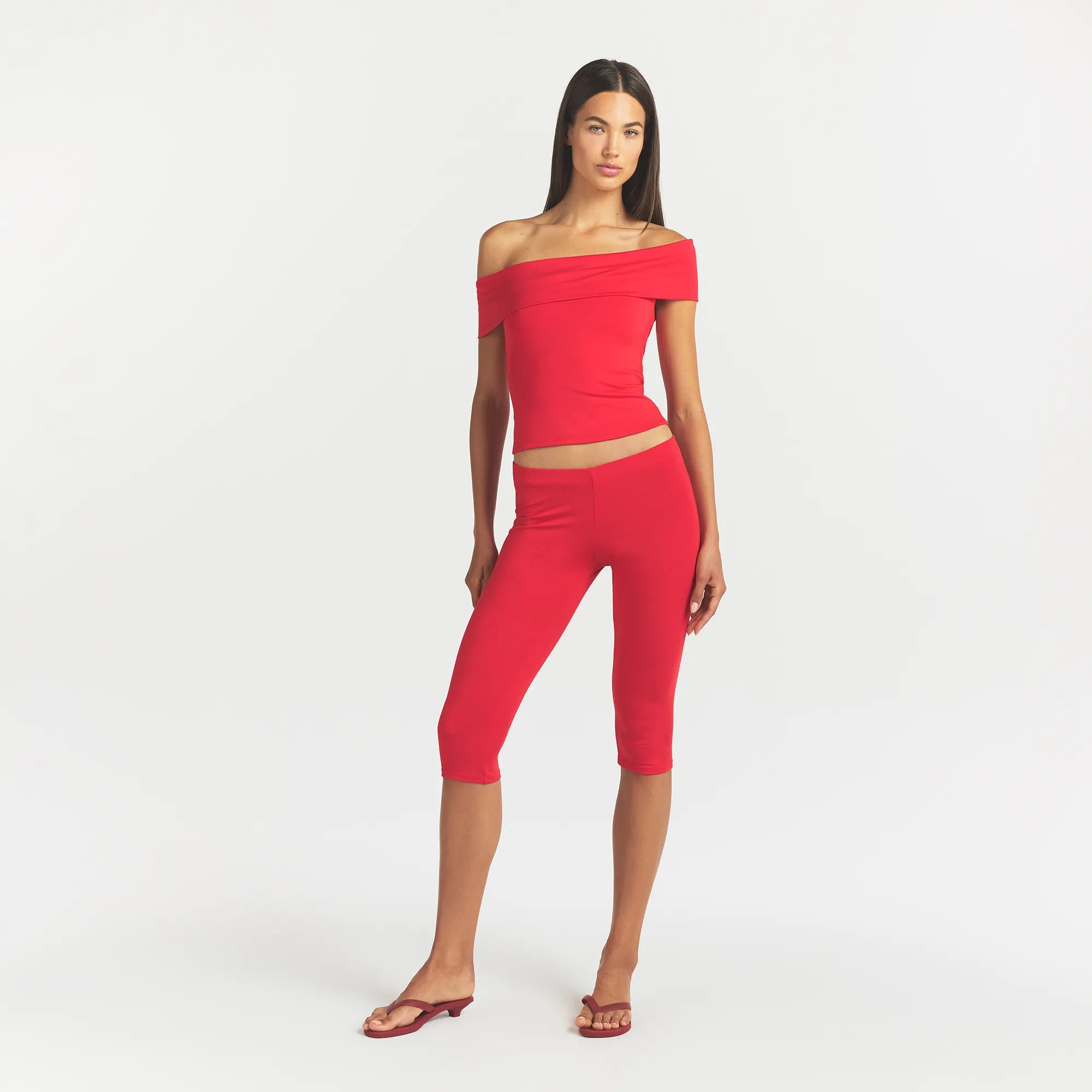 SMOOTH LAYERS ASYMMETRICAL OFF THE SHOULDER TOP | CARMINE - Image 2