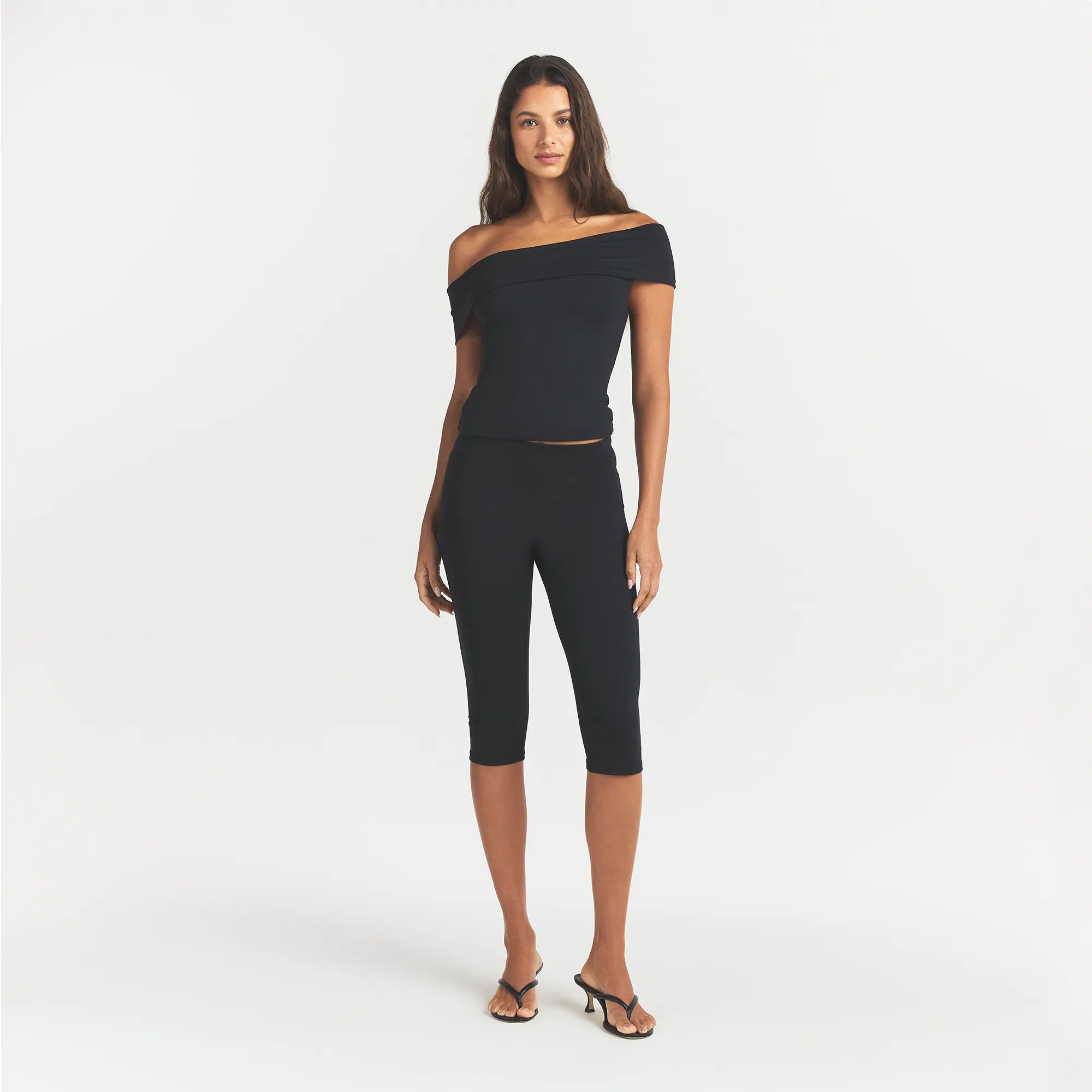SMOOTH LAYERS ASYMMETRICAL OFF THE SHOULDER TOP | OBSIDIAN - Image 2