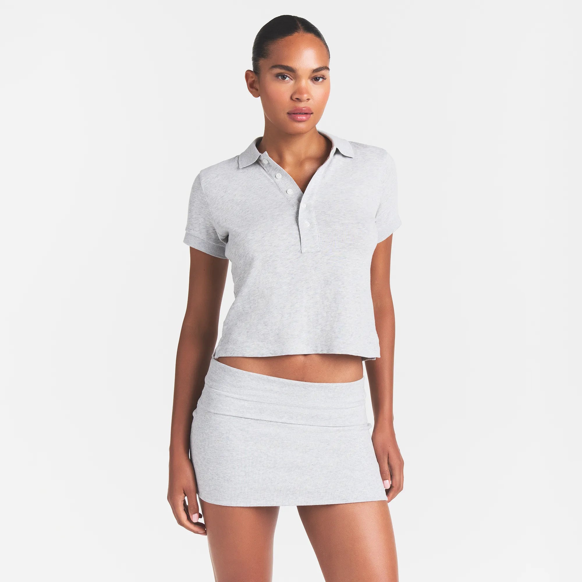 WORN IN JERSEY POLO | LIGHT HEATHER GREY - Image 2