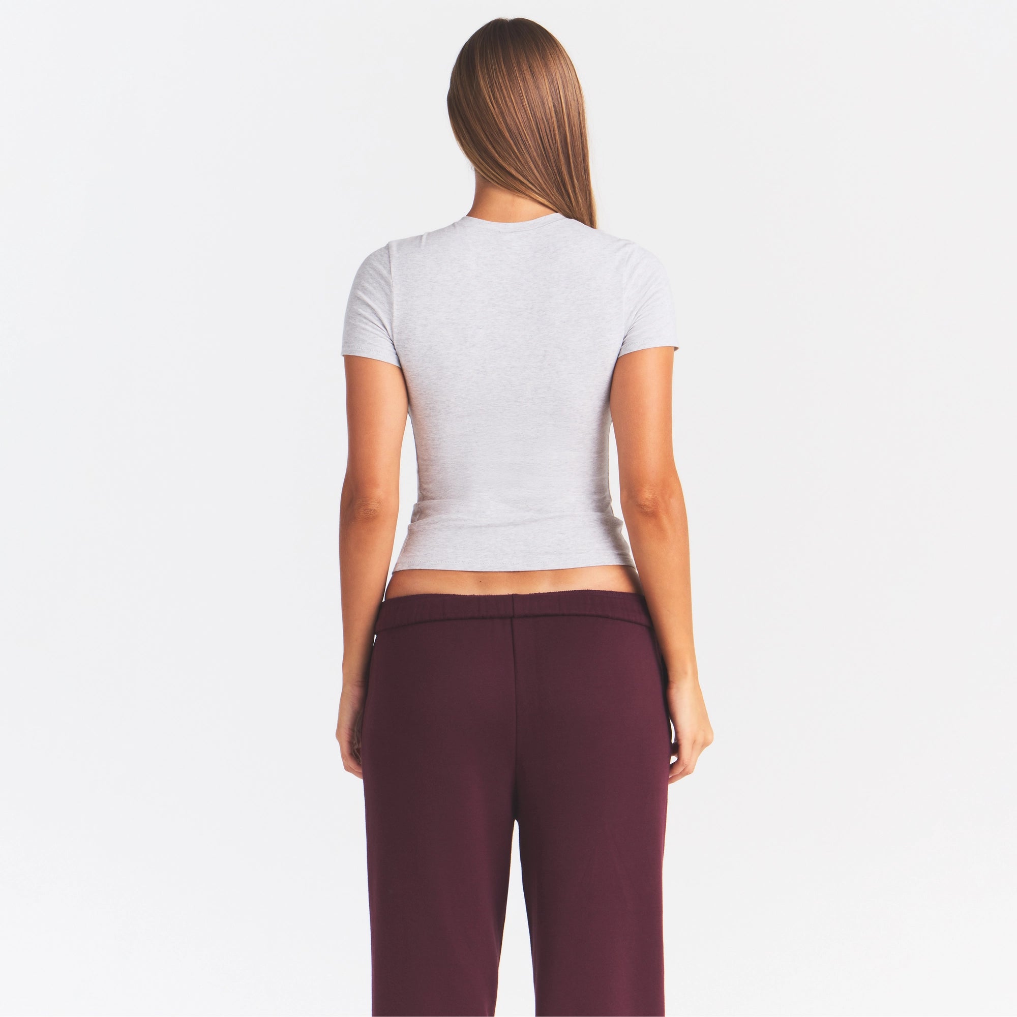COTTON JERSEY LOGO T-SHIRT | LIGHT HEATHER GREY ARCHED SKIMS PLAID - Image 4
