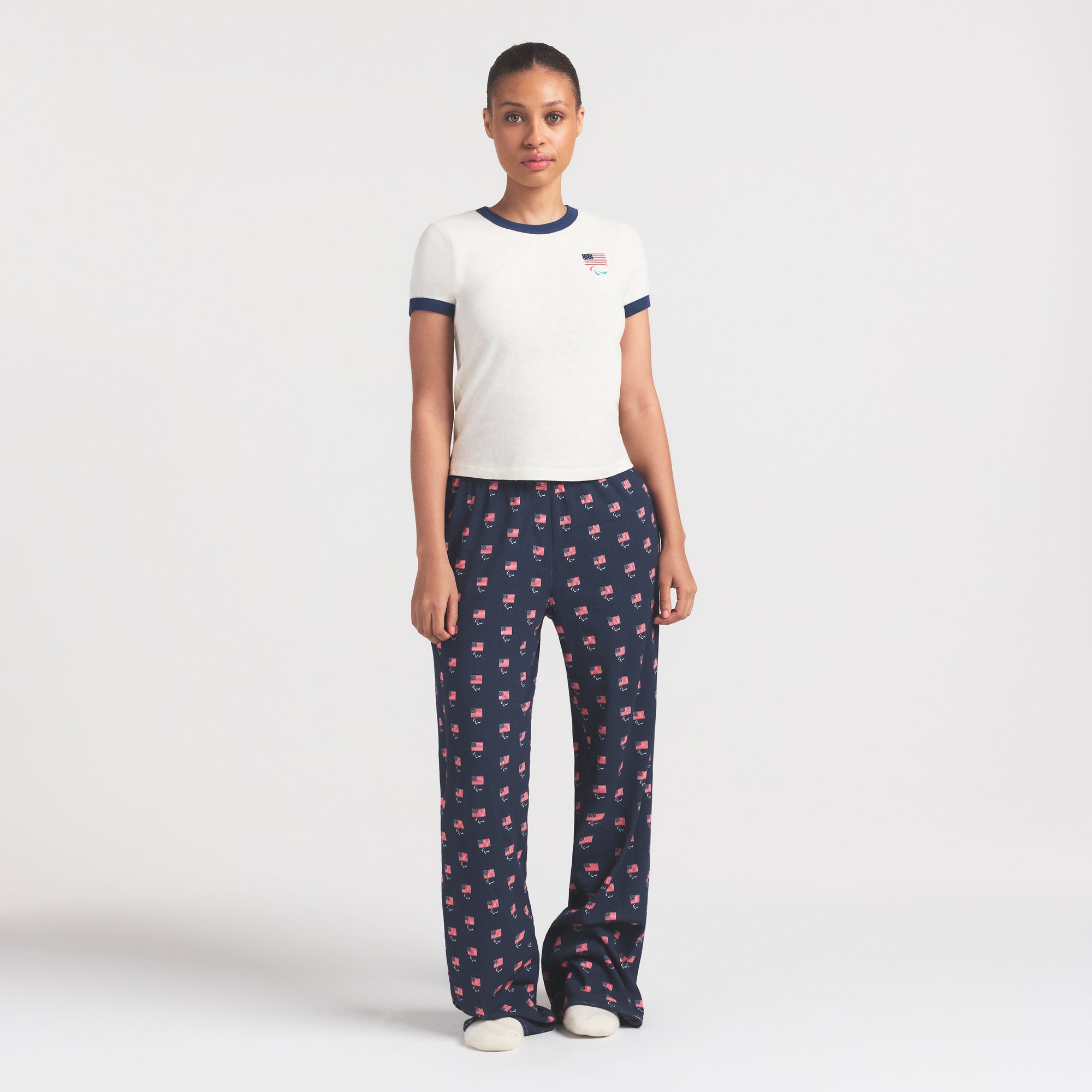 SKIMS FOR TEAM USA WORN IN JERSEY PARALYMPIC SHRUNKEN T-SHIRT | ECRU - Image 2