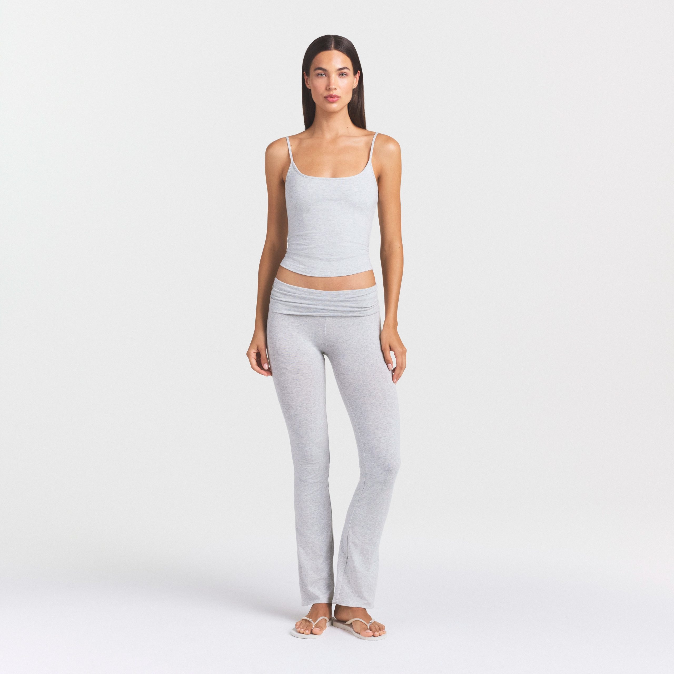 COTTON JERSEY SCOOP NECK CAMI | LIGHT HEATHER GREY - Image 2