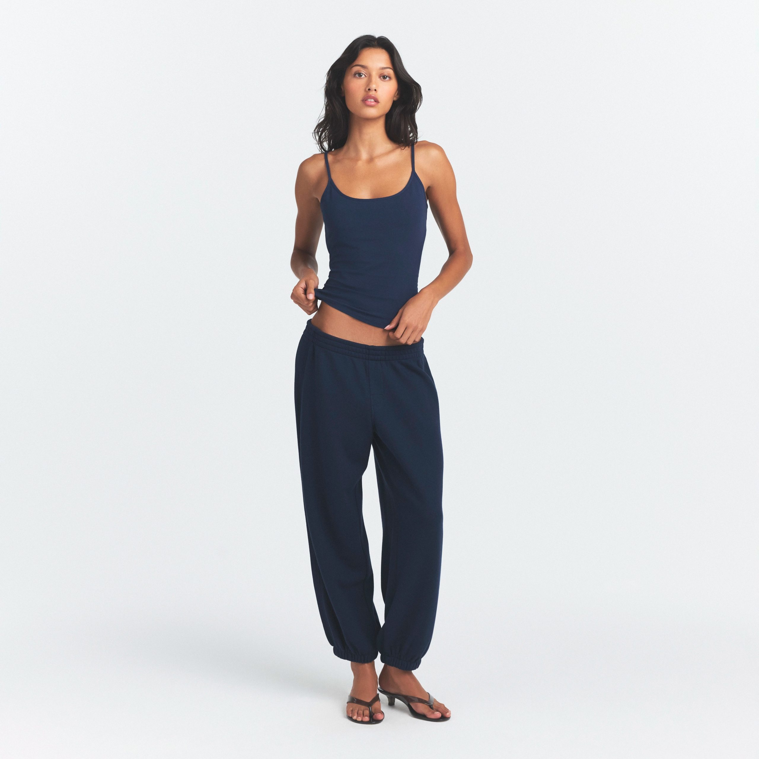 COTTON JERSEY SCOOP NECK CAMI | NAVY - Image 2