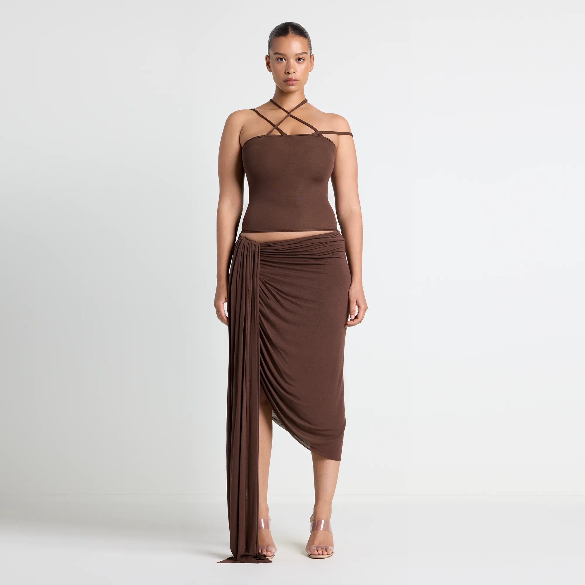 VETTESE X SKIMS SHEER MODAL TOP | COCOA - Image 2