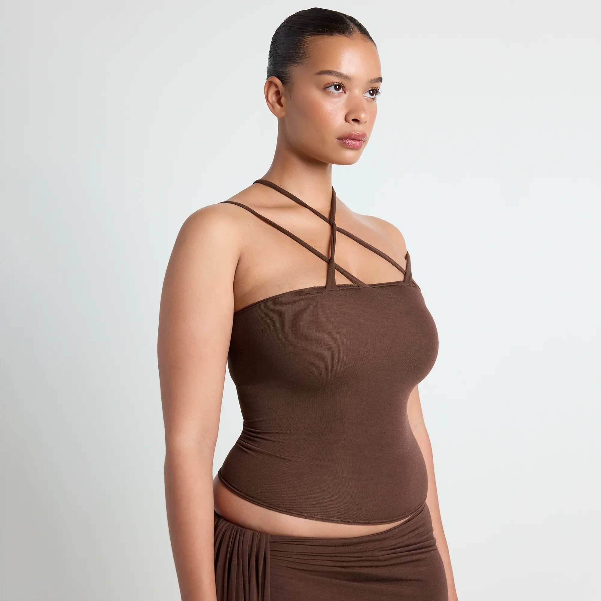 VETTESE X SKIMS SHEER MODAL TOP | COCOA - Image 5