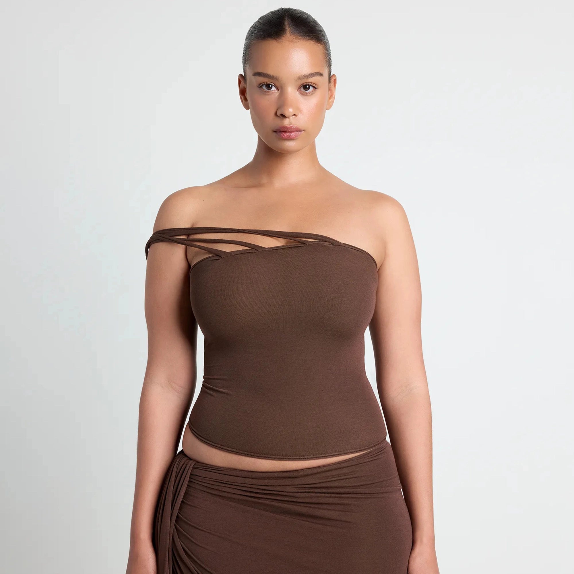 VETTESE X SKIMS SHEER MODAL TOP | COCOA - Image 3