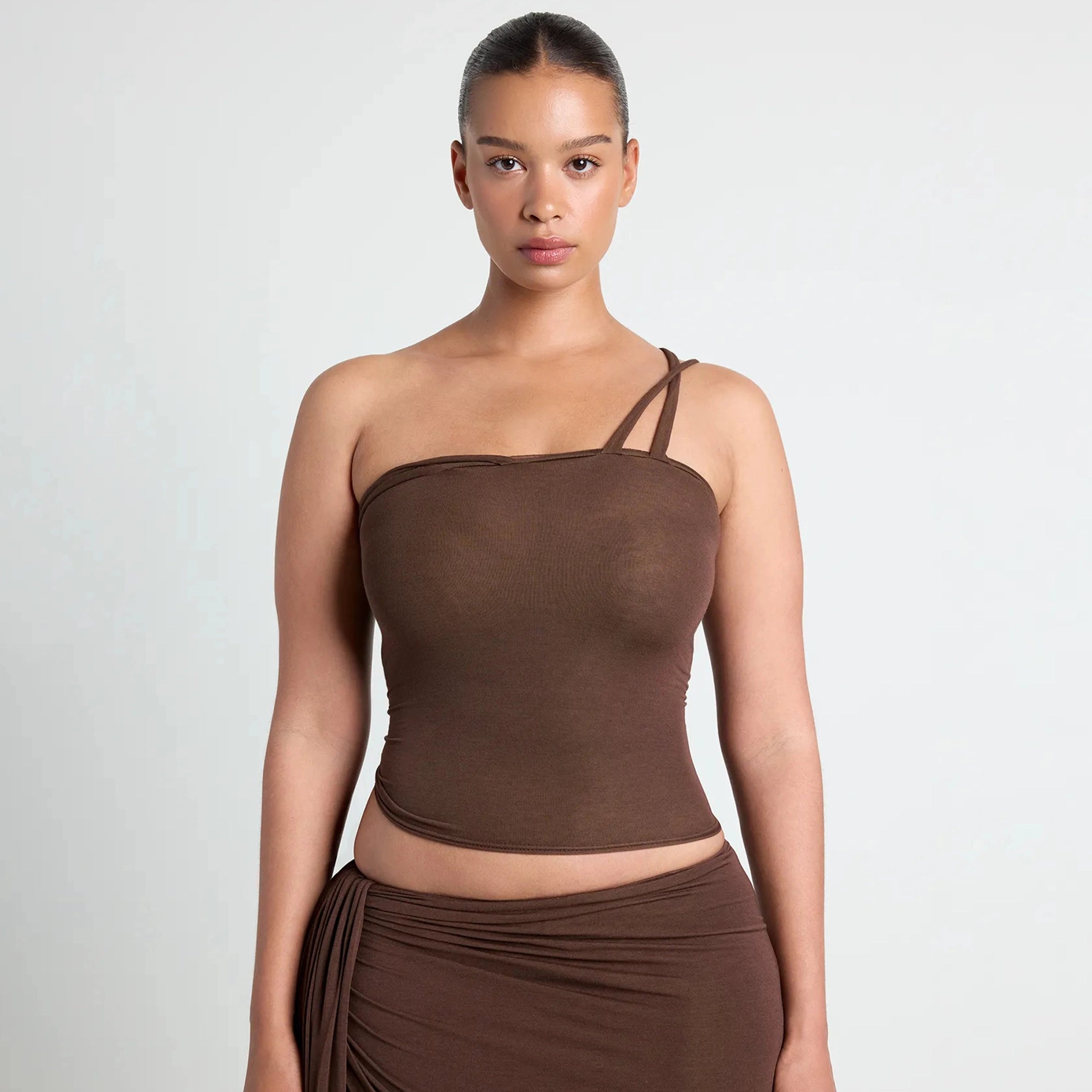 VETTESE X SKIMS SHEER MODAL TOP | COCOA - Image 4