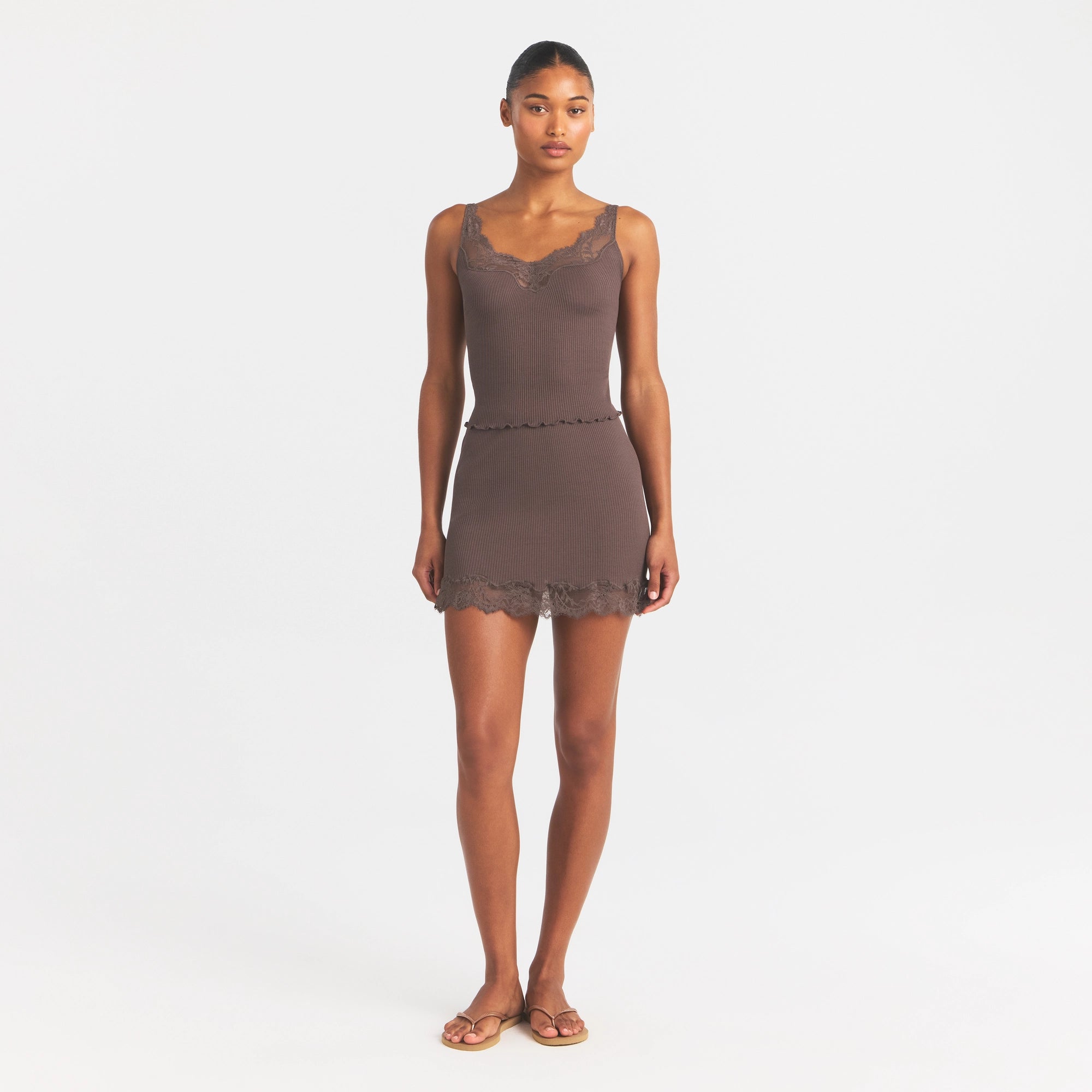 RIB KNIT LACE CAMI | AMETHYST - Image 2