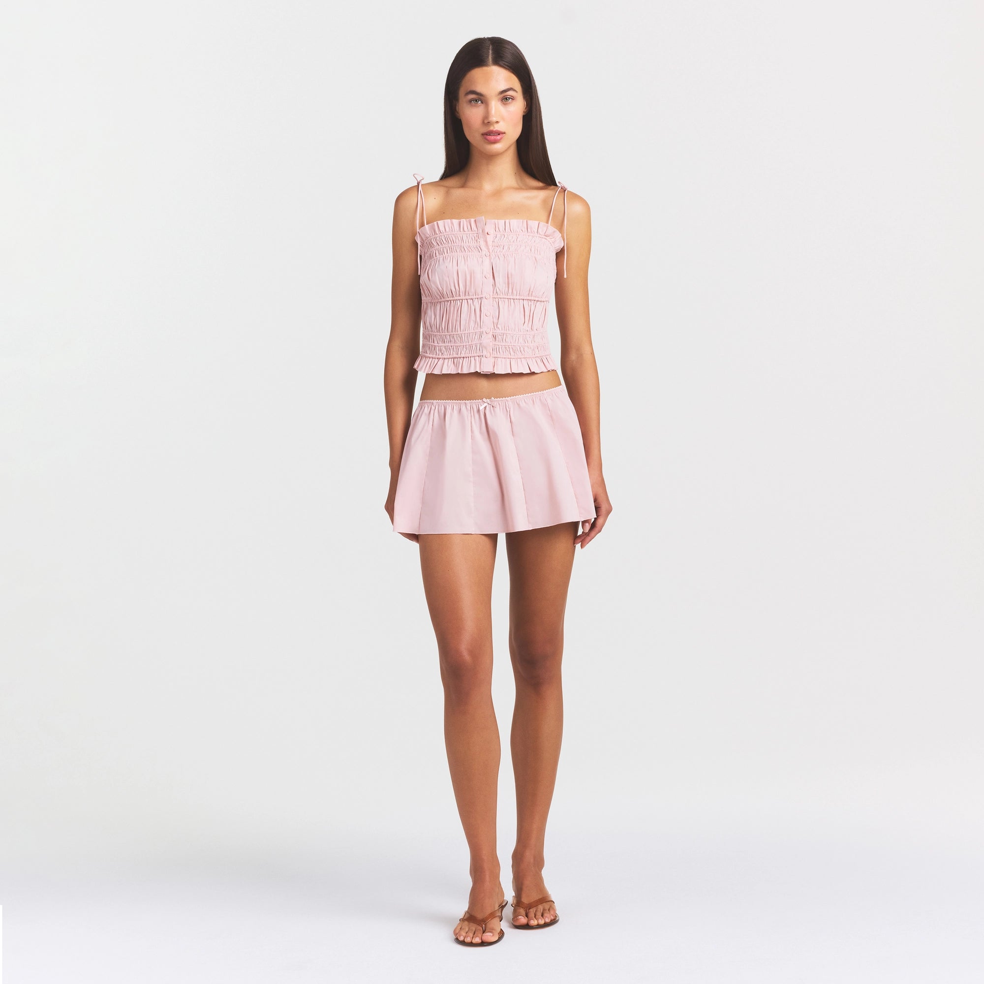 POPLIN APPAREL RUFFLE CAMI | DUSTY PINK - Image 2