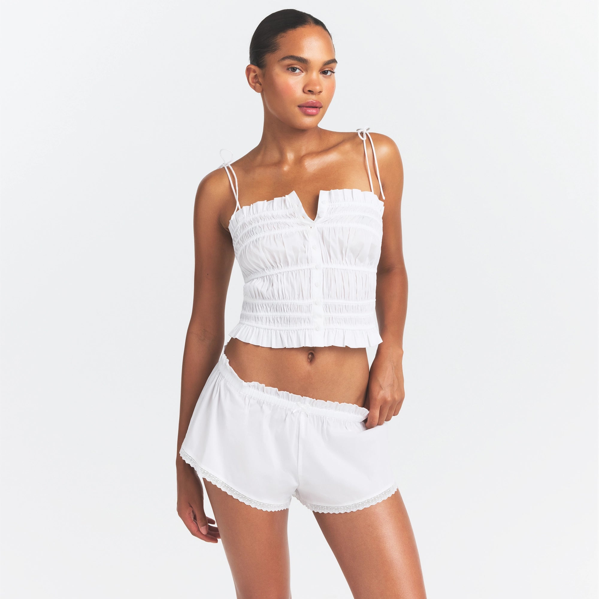 POPLIN APPAREL RUFFLE CAMI | SNOW - Image 3