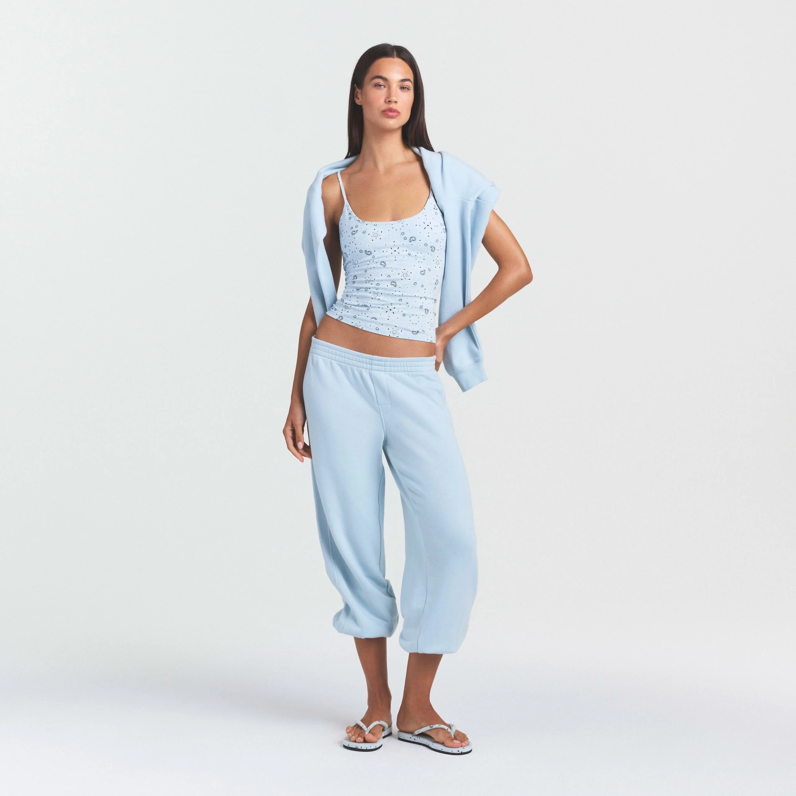 COTTON JERSEY SCOOP NECK CAMI | POWDER BLUE BANDANA - Image 2